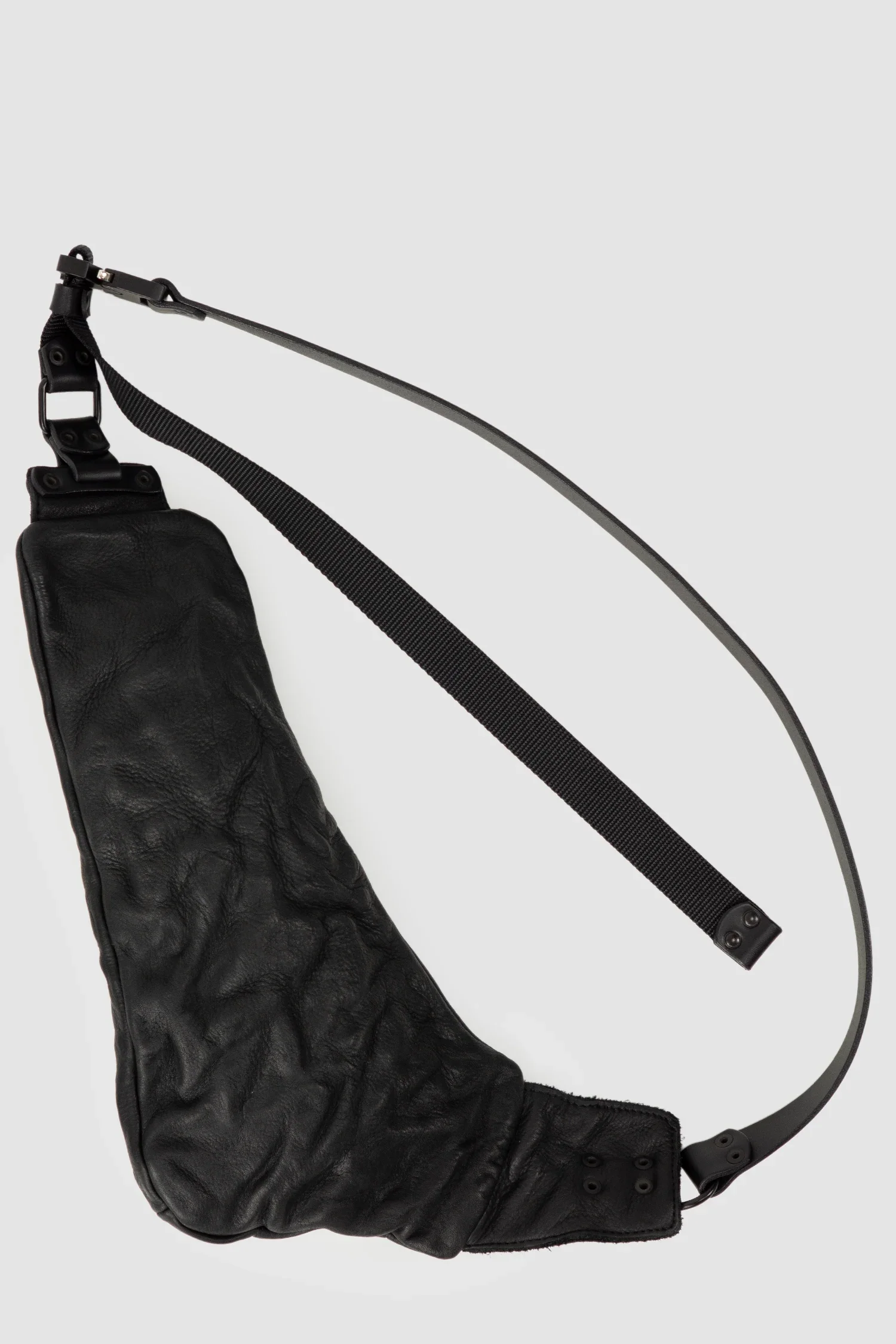 Black Two Zip Crossbody Leather Bag - Image 5