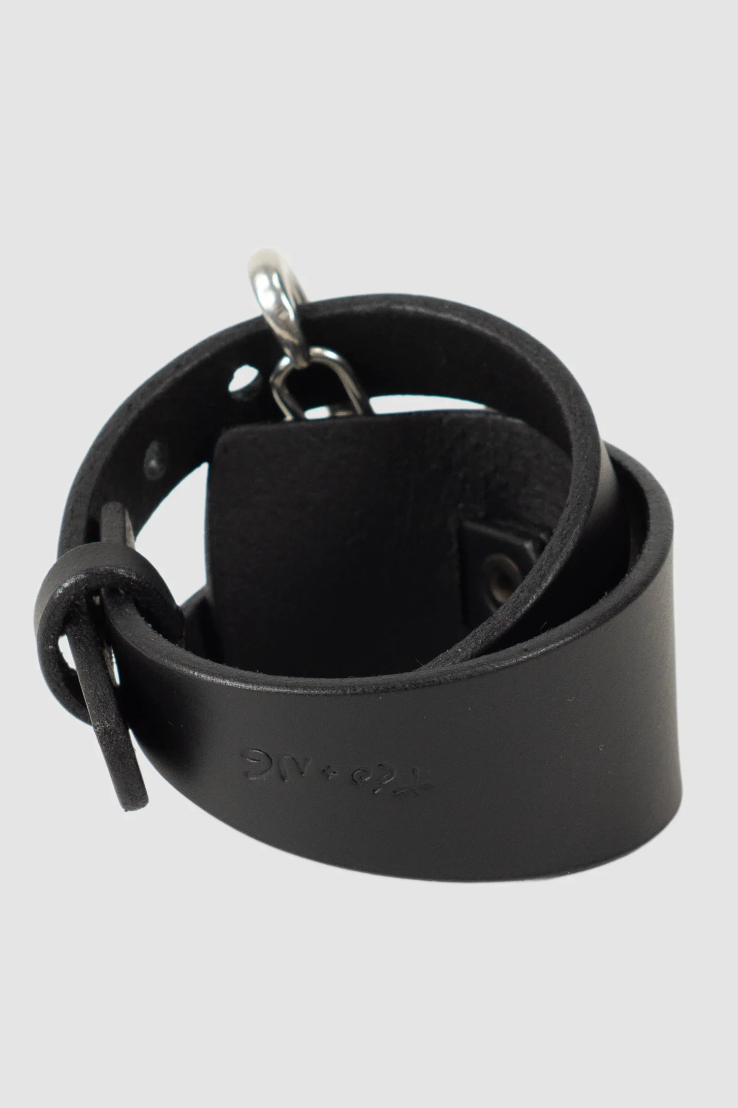 Black Wrapping Leather Cuff with Steel Clamp - Image 5