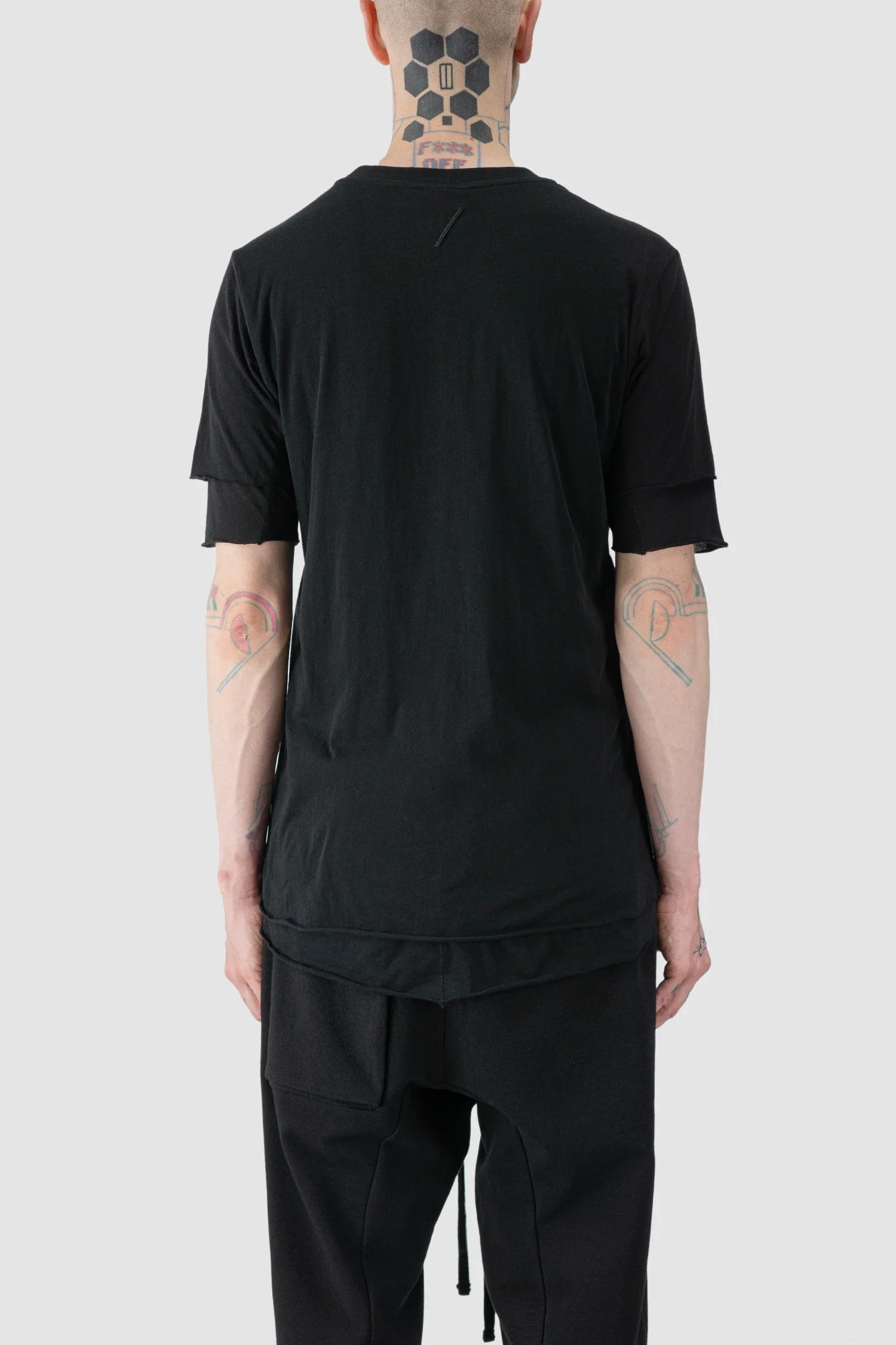 Black 2-in-1 Layered Slim Fit Cotton T-Shirt - Image 4
