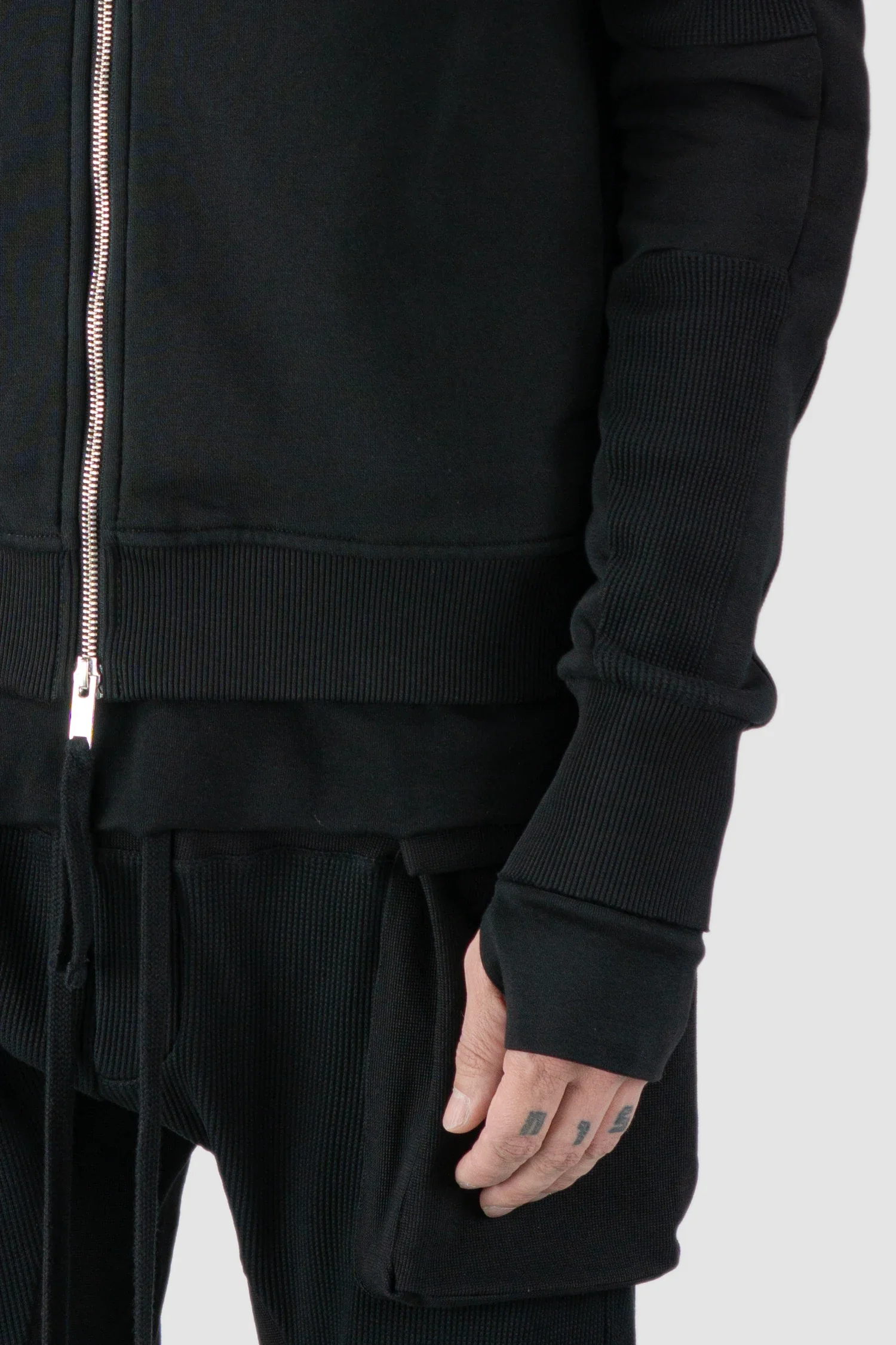 Black Balaclava Zip-Up Cotton Hoodie - Image 3