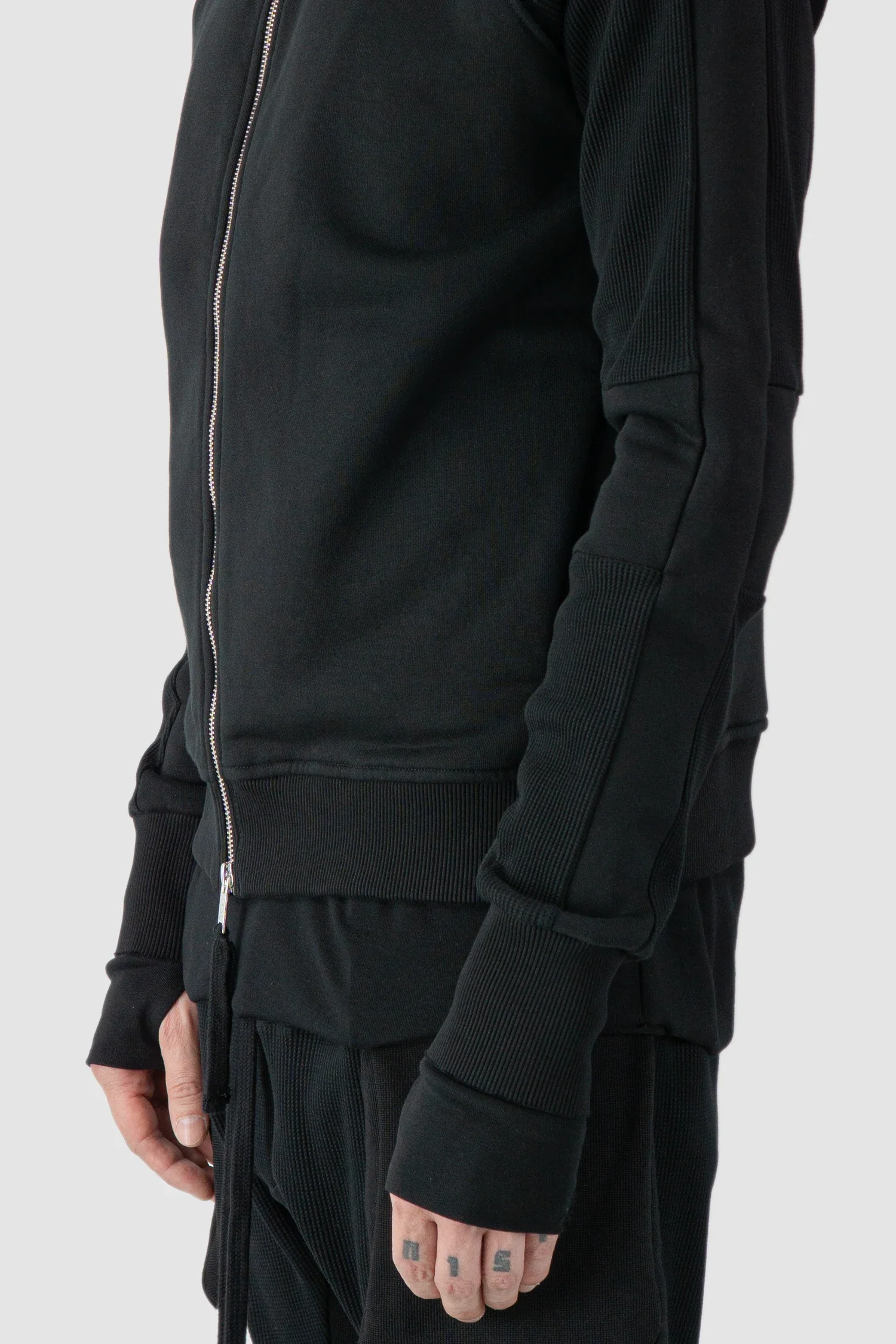Black Balaclava Zip-Up Cotton Hoodie - Image 4