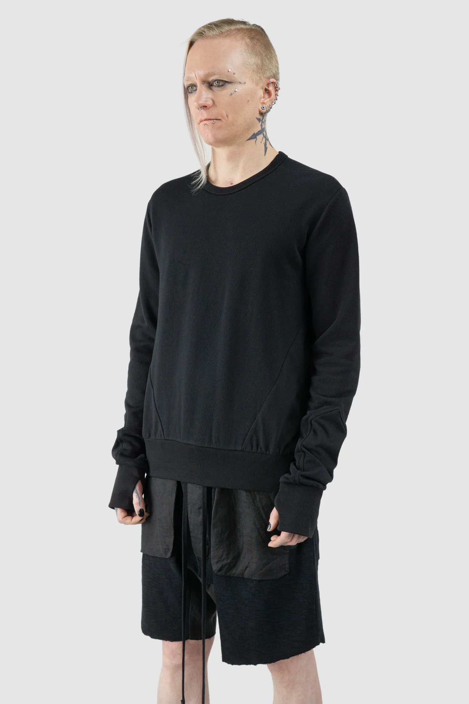 Black Cotton Crew Neck Sweater - Image 2
