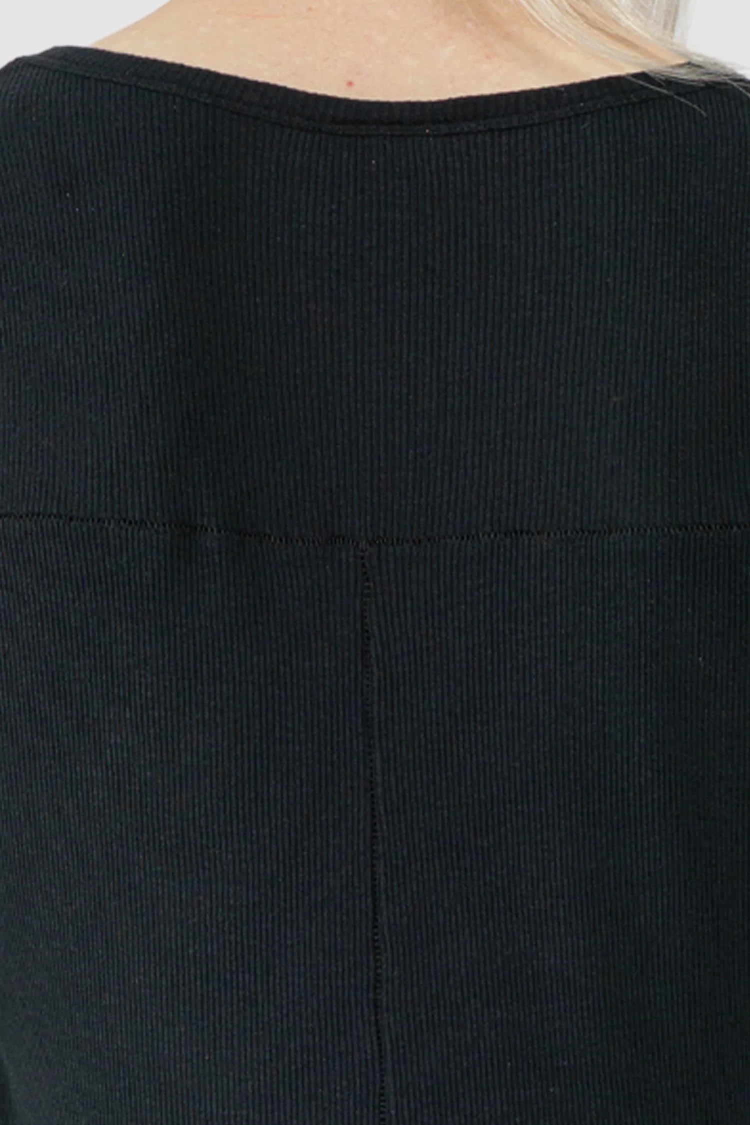 Black Cotton-Linen Mix Rib Tank Top - Image 4