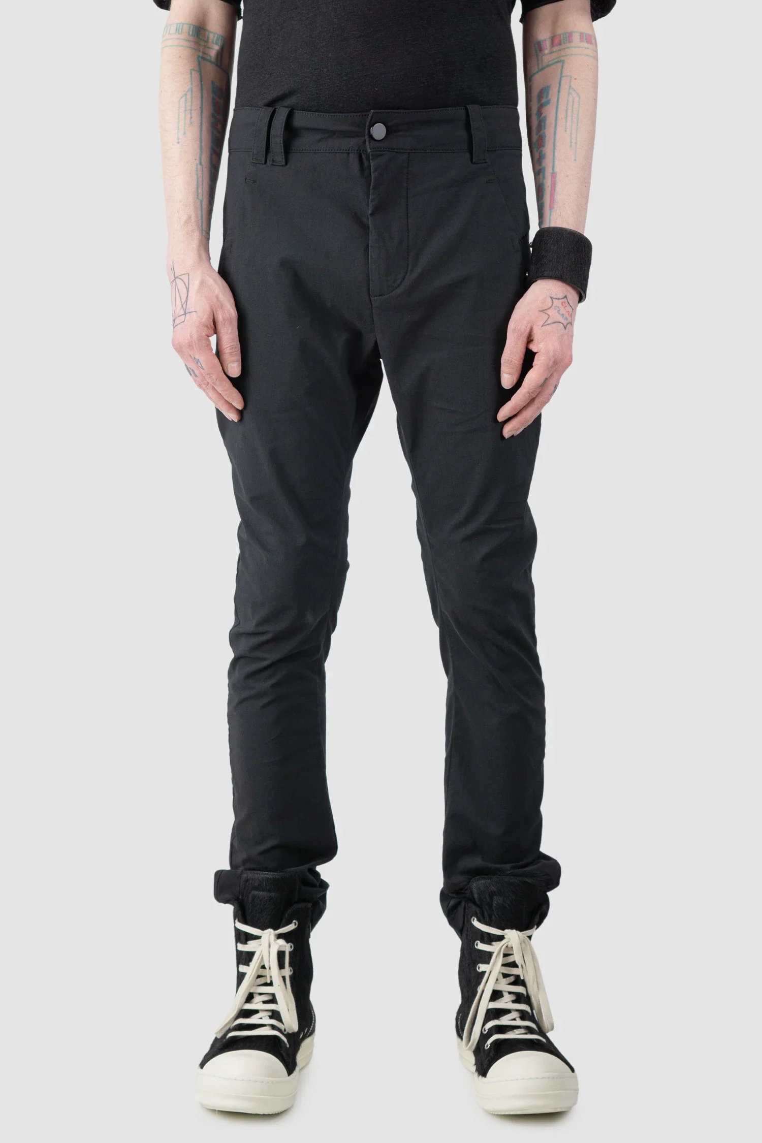 Black Light Scar Stitched Cotton Pants