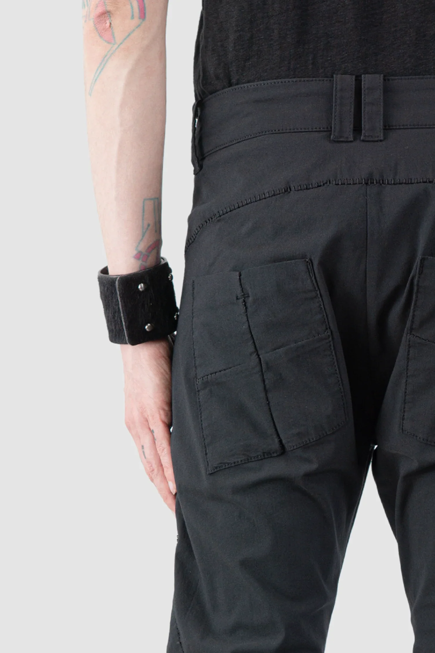 Black Light Scar Stitched Cotton Pants - Image 5