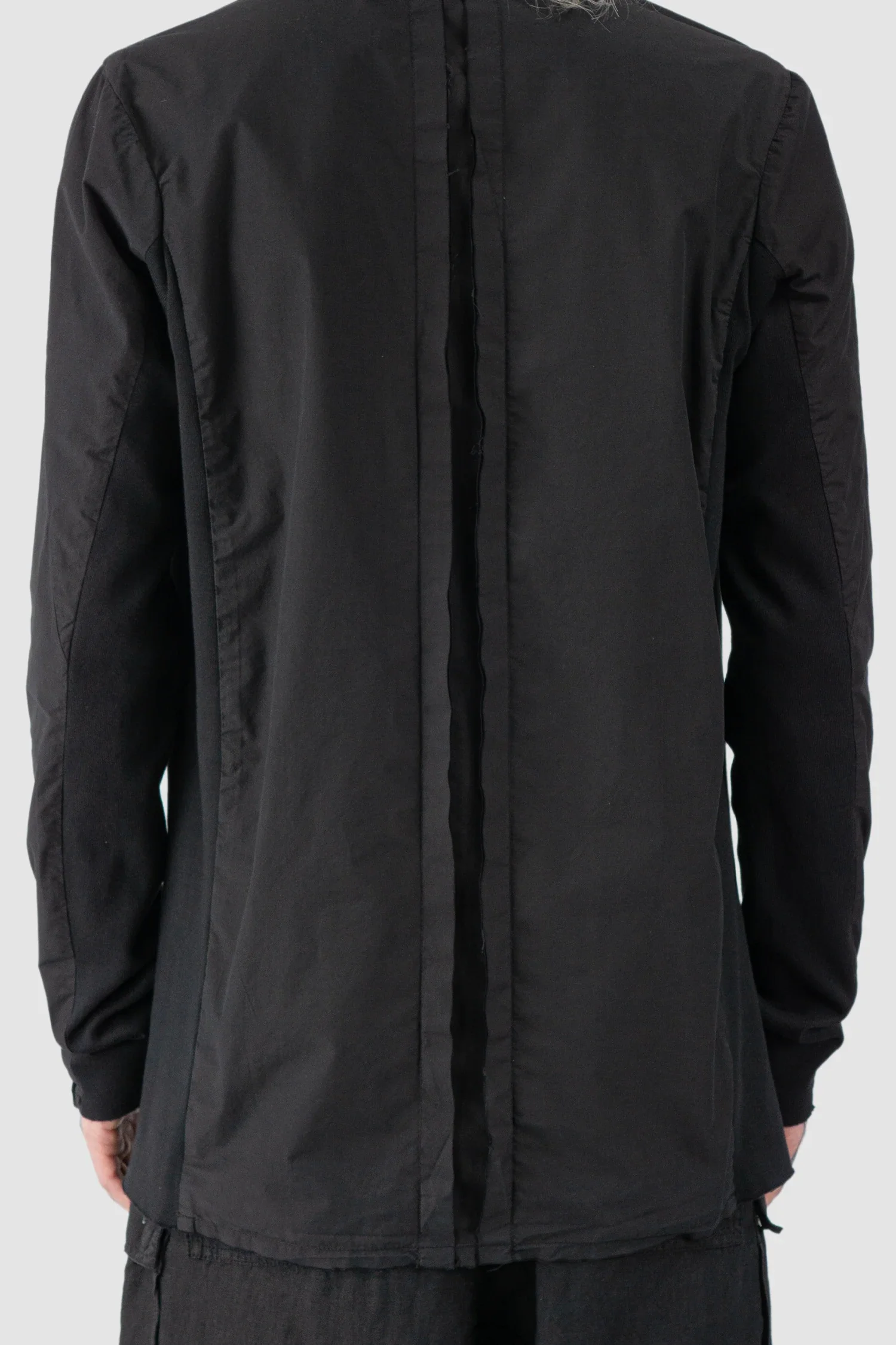 Black Organic Cotton Shirt with Stand Up Collar - Image 4
