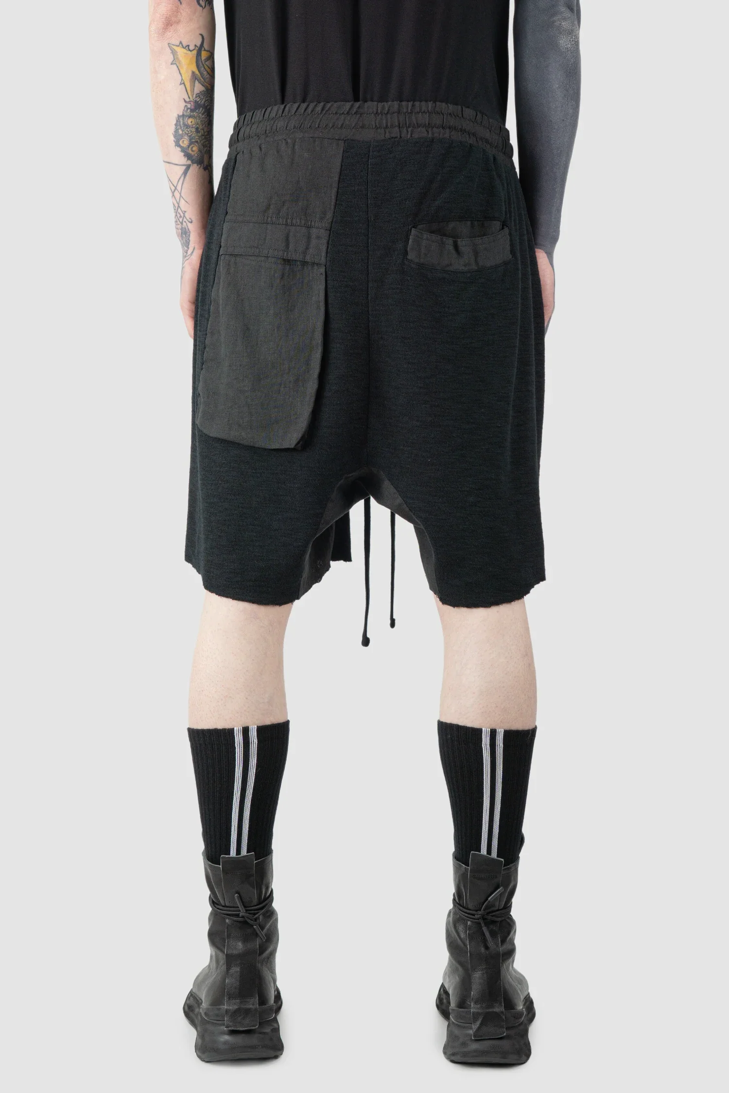 Black Patch Pocket Cotton Cargo Shorts - Image 4