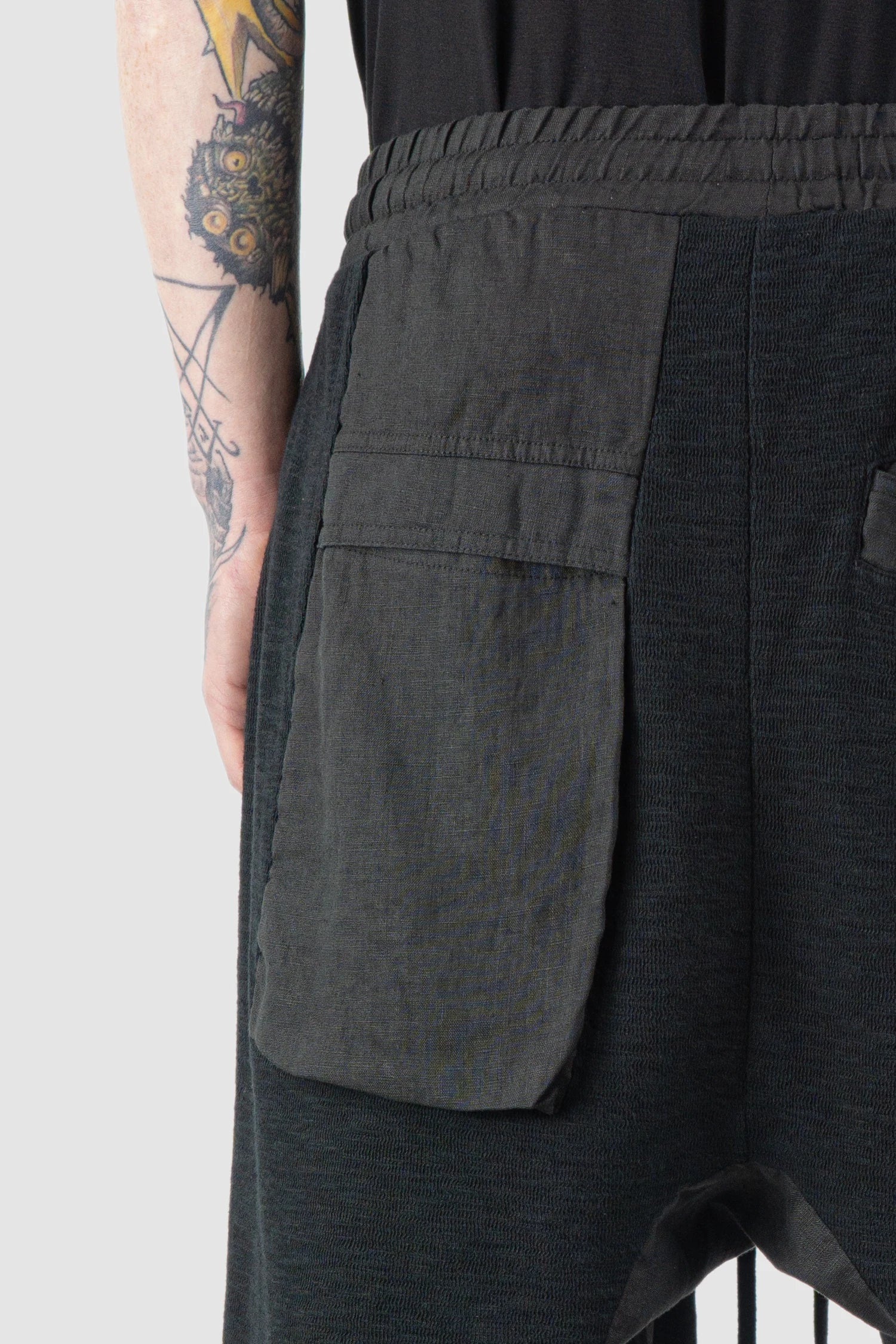 Black Patch Pocket Cotton Cargo Shorts - Image 5