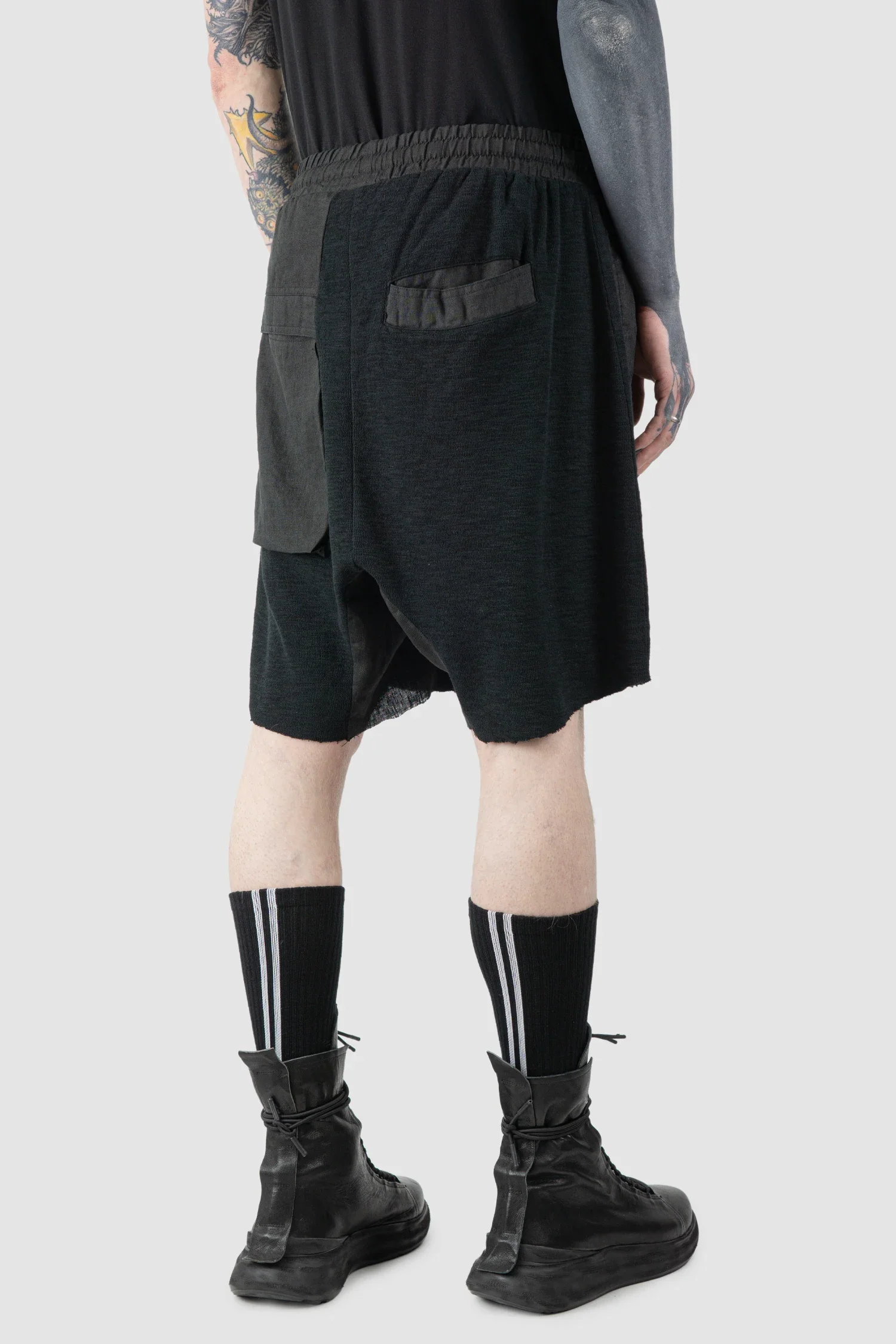 Black Patch Pocket Cotton Cargo Shorts - Image 6