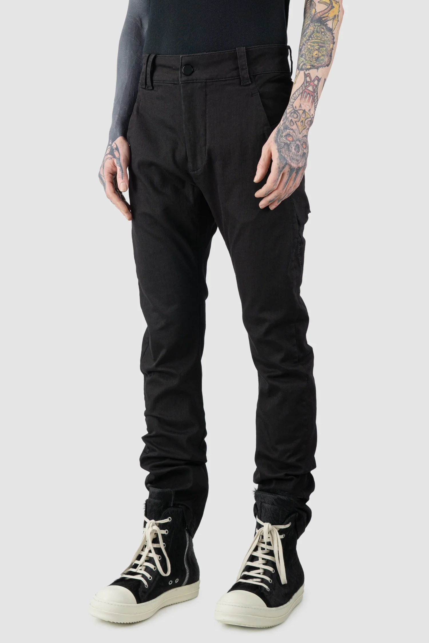 Black Stretch Cotton Denim Trousers - Image 2