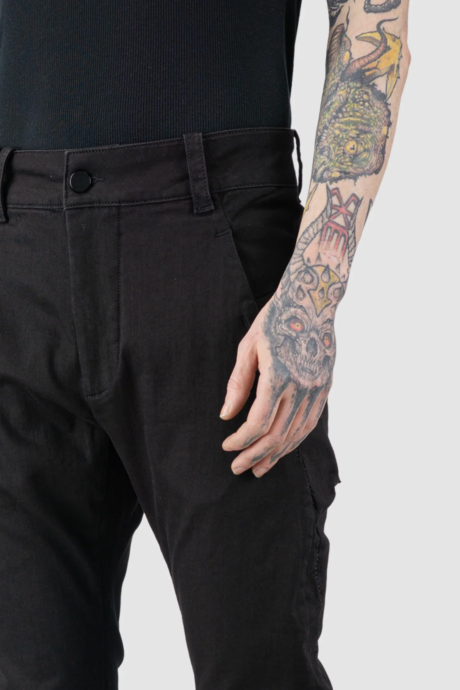 Black Stretch Cotton Denim Trousers - Image 3