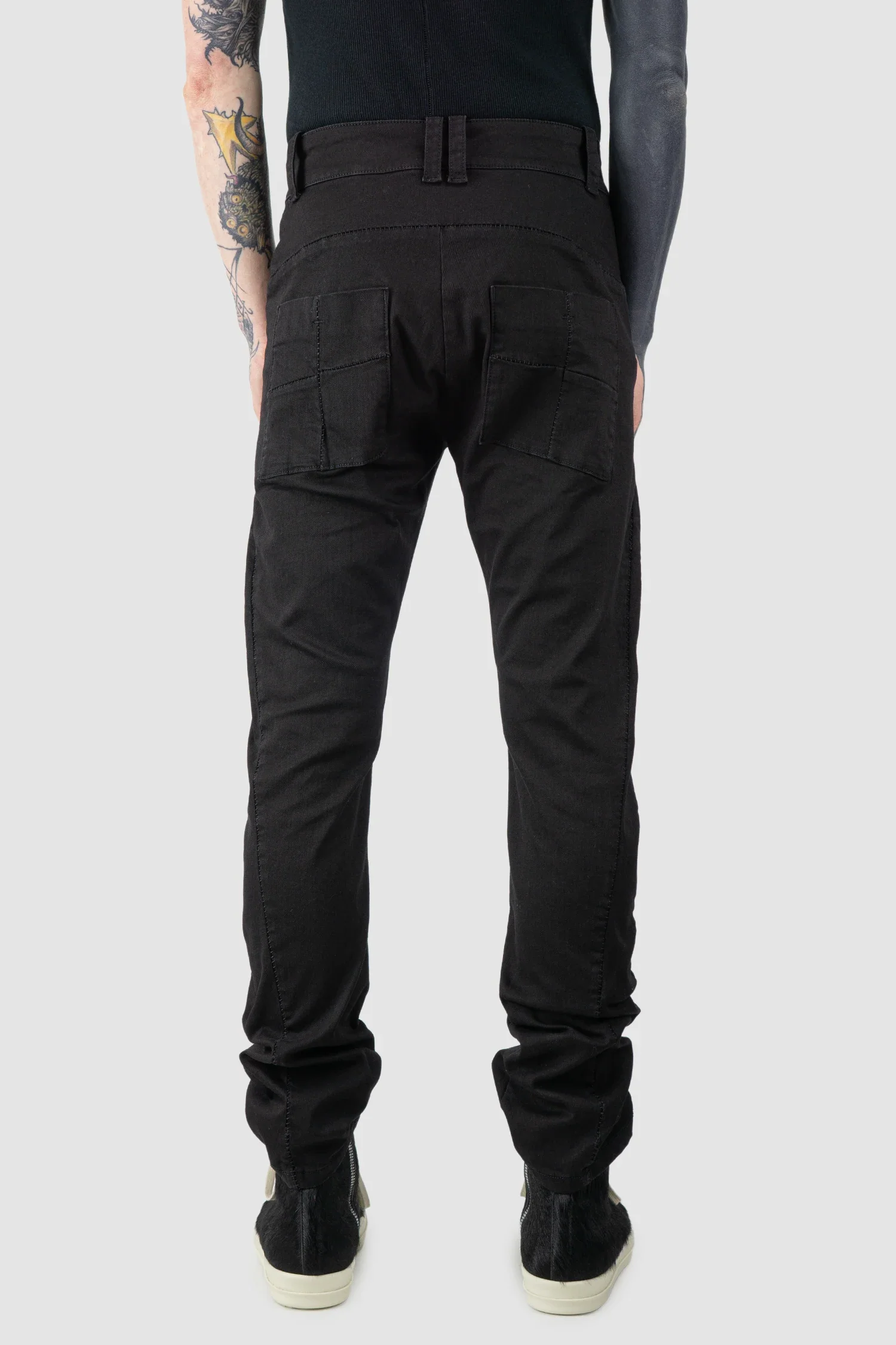 Black Stretch Cotton Denim Trousers - Image 4