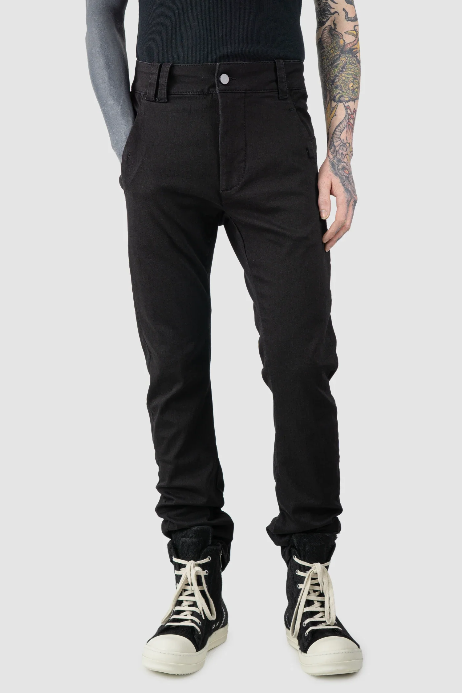 Black Stretch Cotton Denim Trousers - Image 8