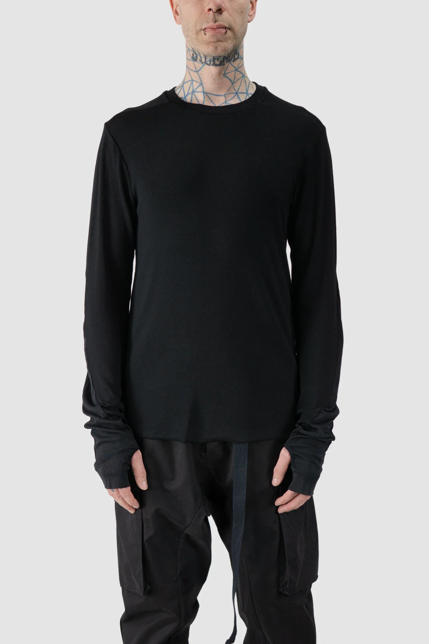 Black Viscose Mix Longsleeve Shirt