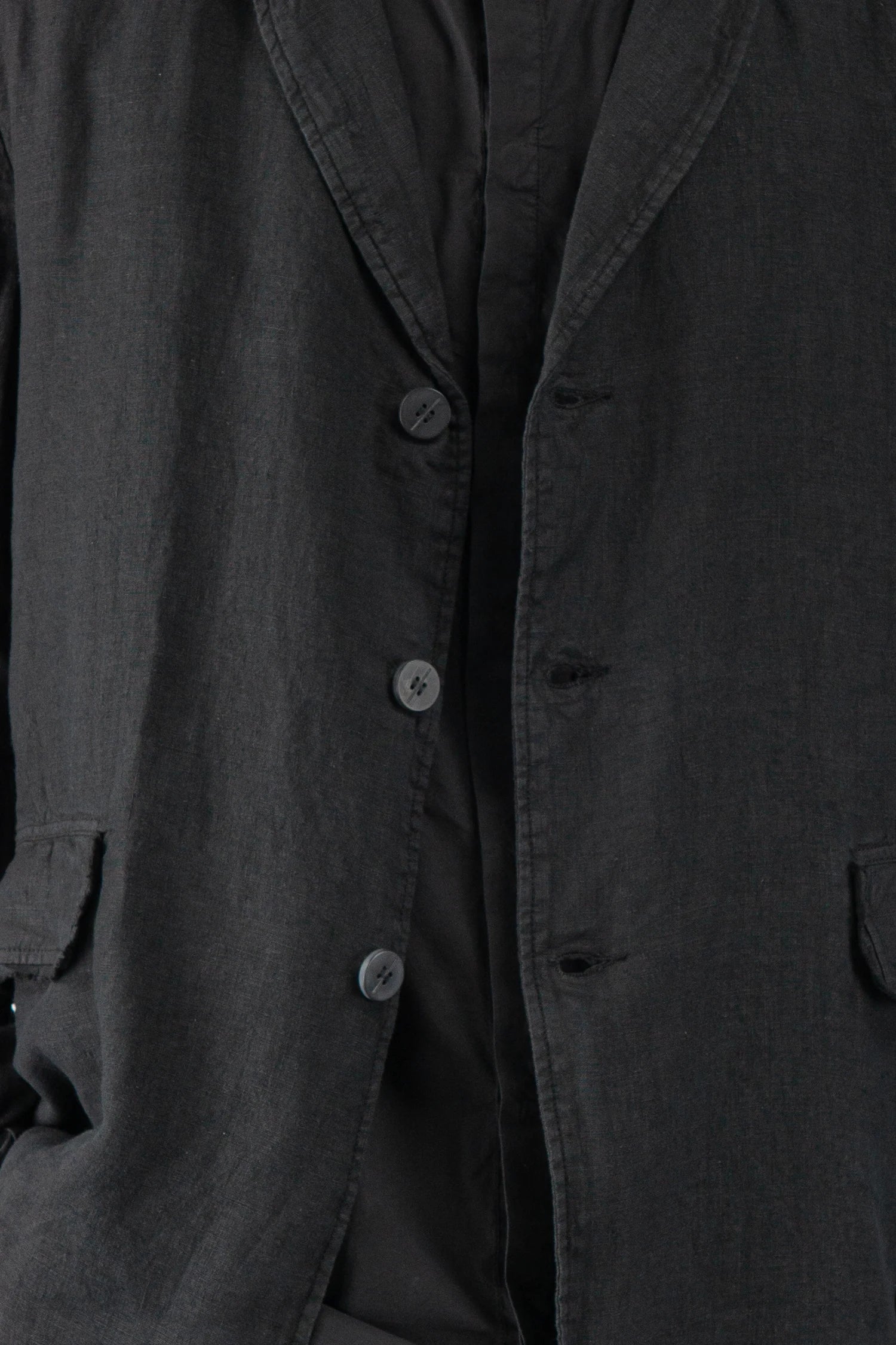 Black Woven Linen Blazer Jacket - Image 3