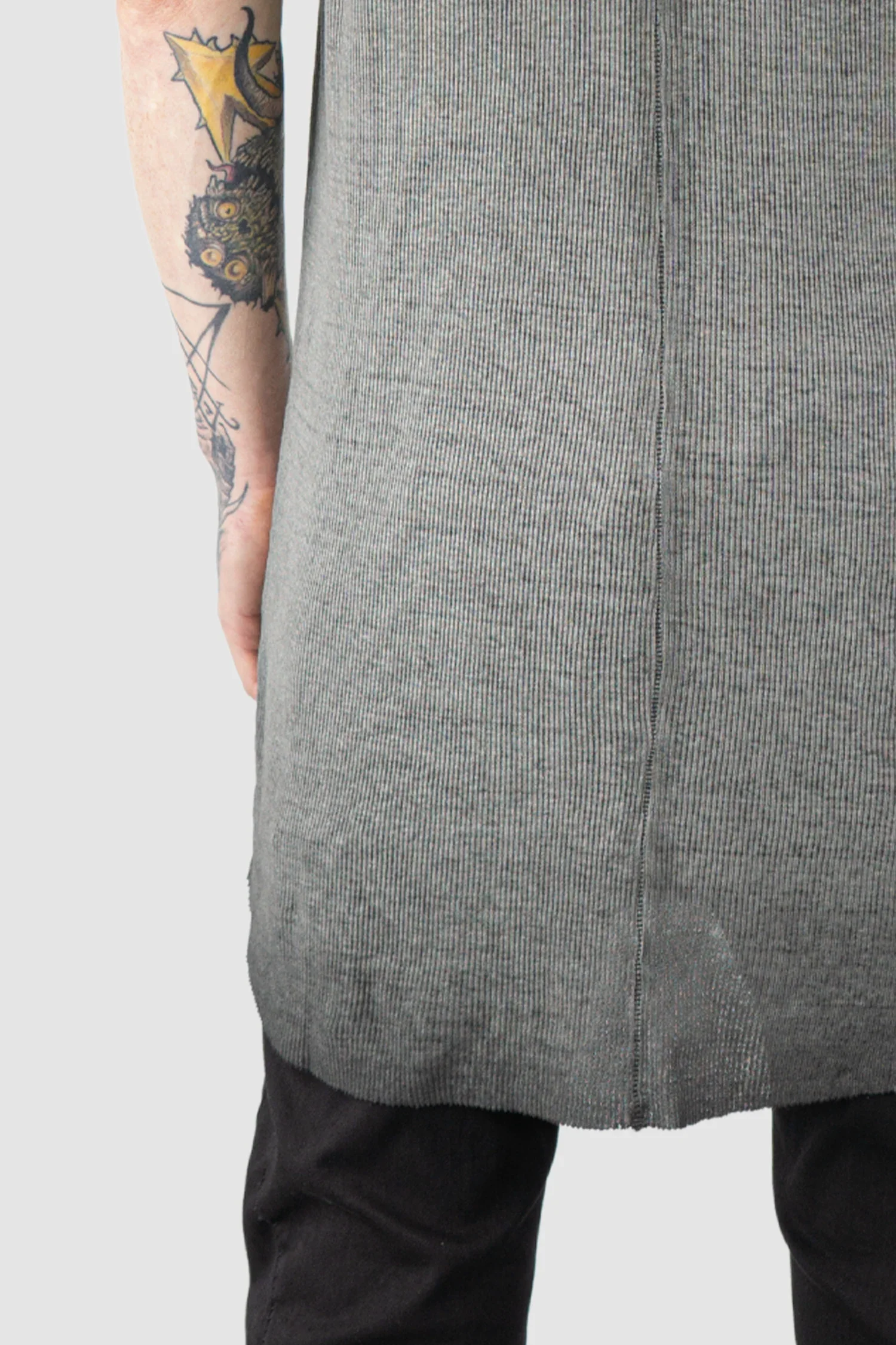 Grey Object Dyed Cotton-Linen Rib Tank Top - Image 5