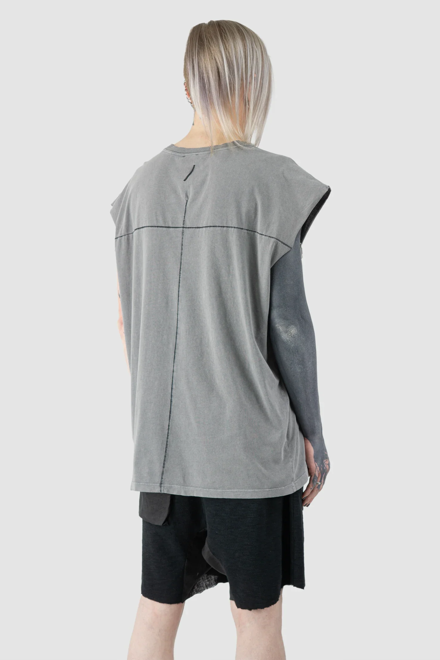 Grey Oversized Round Neck Tank Top - Image 6