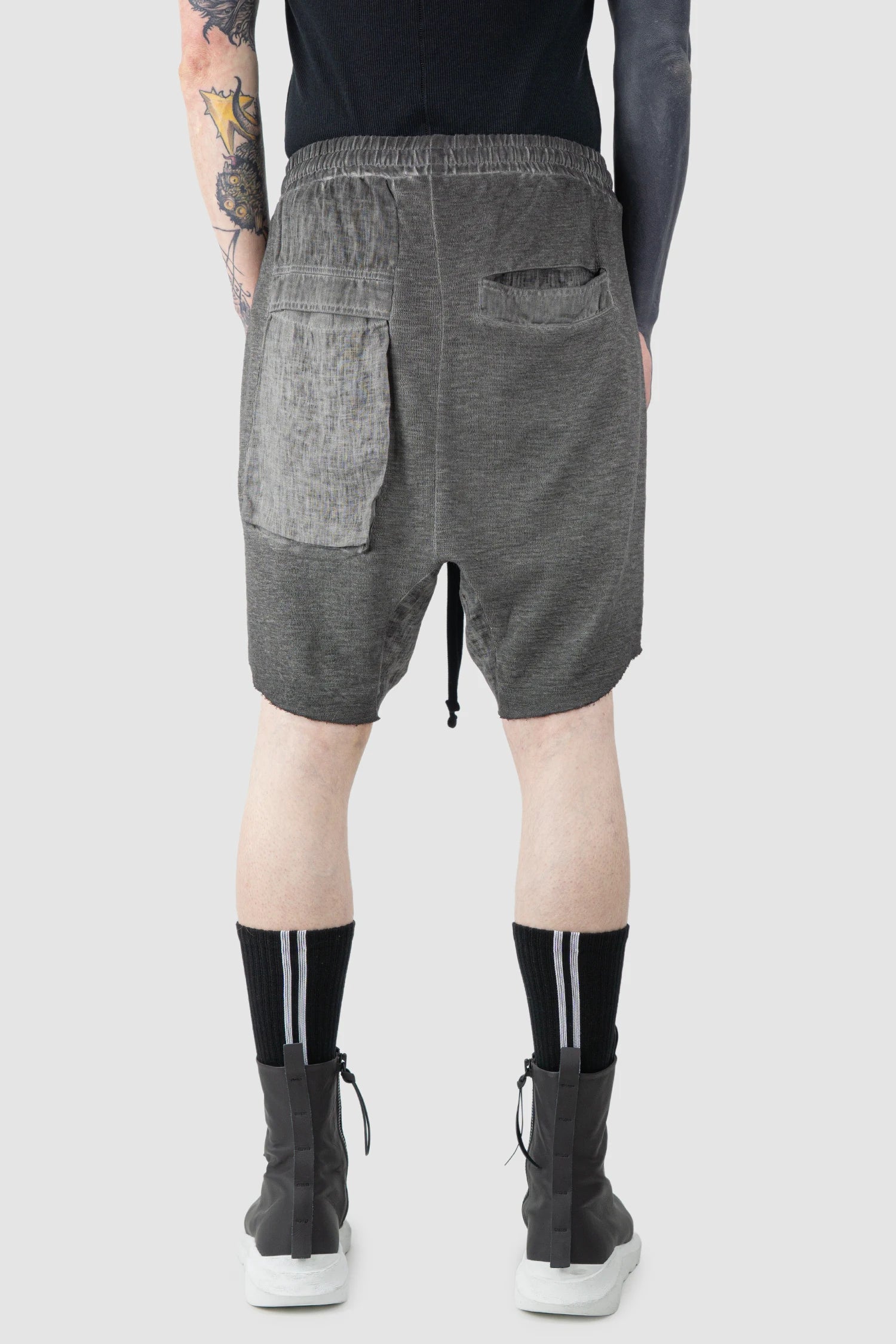 Grey Patch Pocket Cotton Cargo Shorts - Image 3