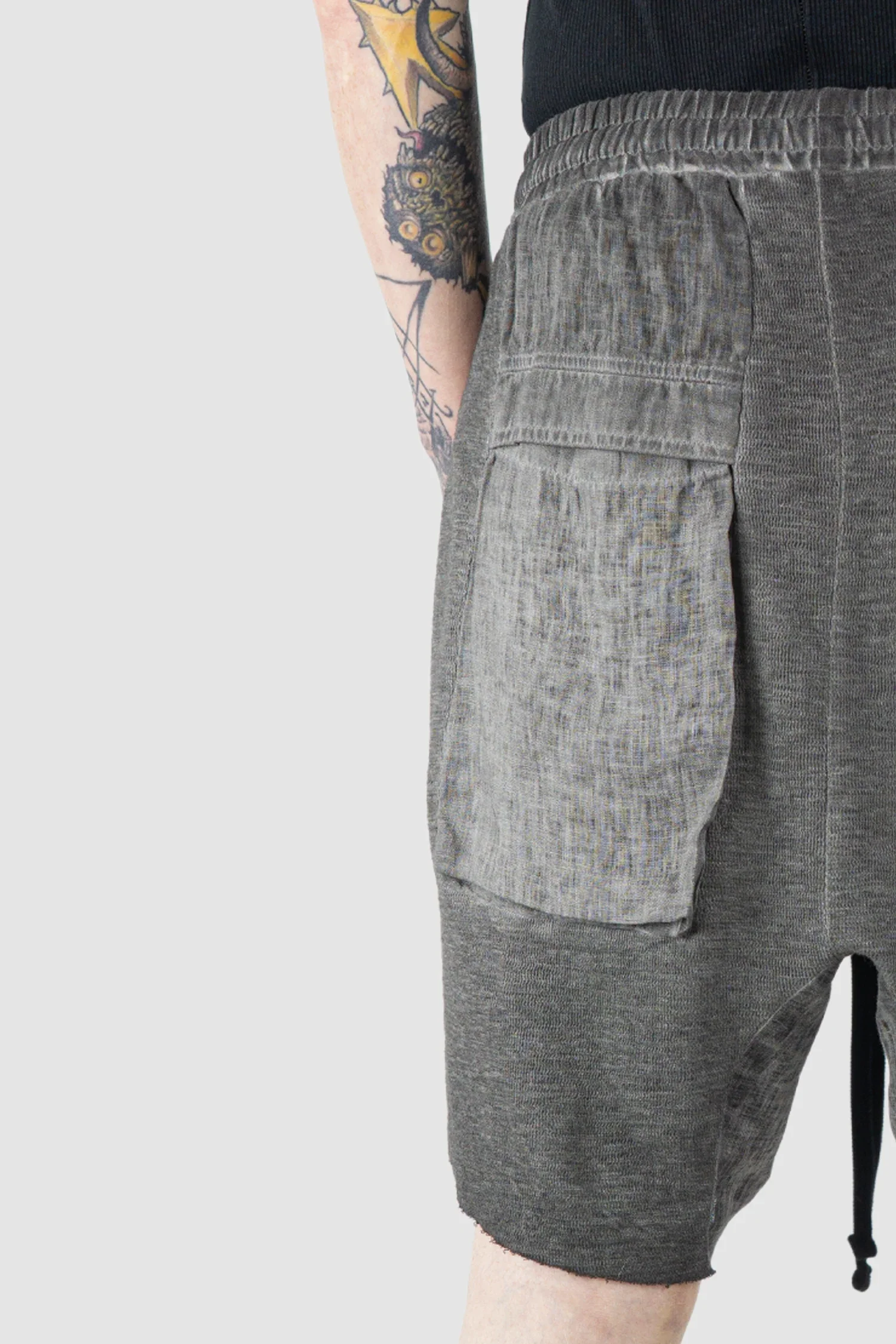 Grey Patch Pocket Cotton Cargo Shorts - Image 4