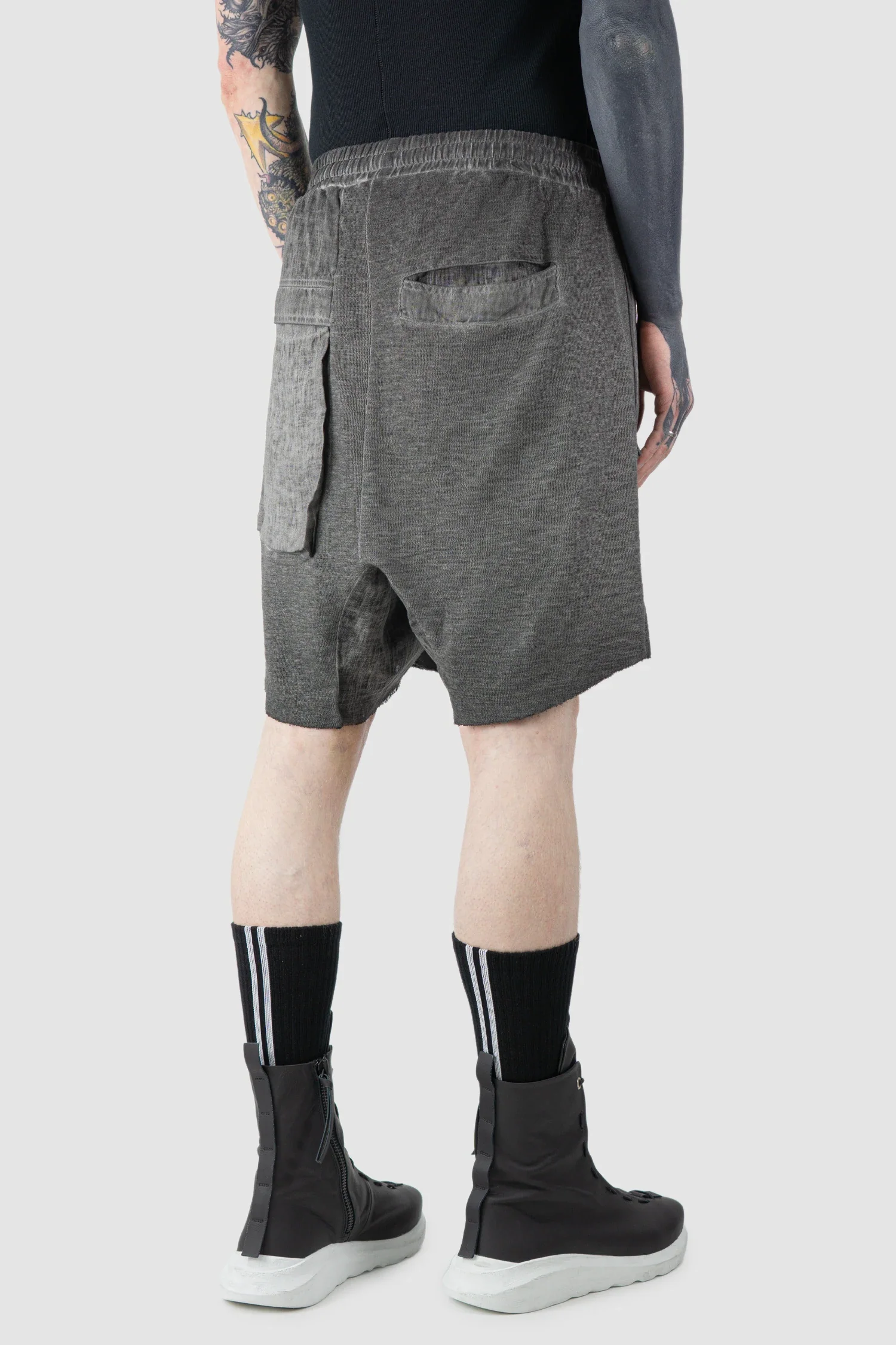 Grey Patch Pocket Cotton Cargo Shorts - Image 5