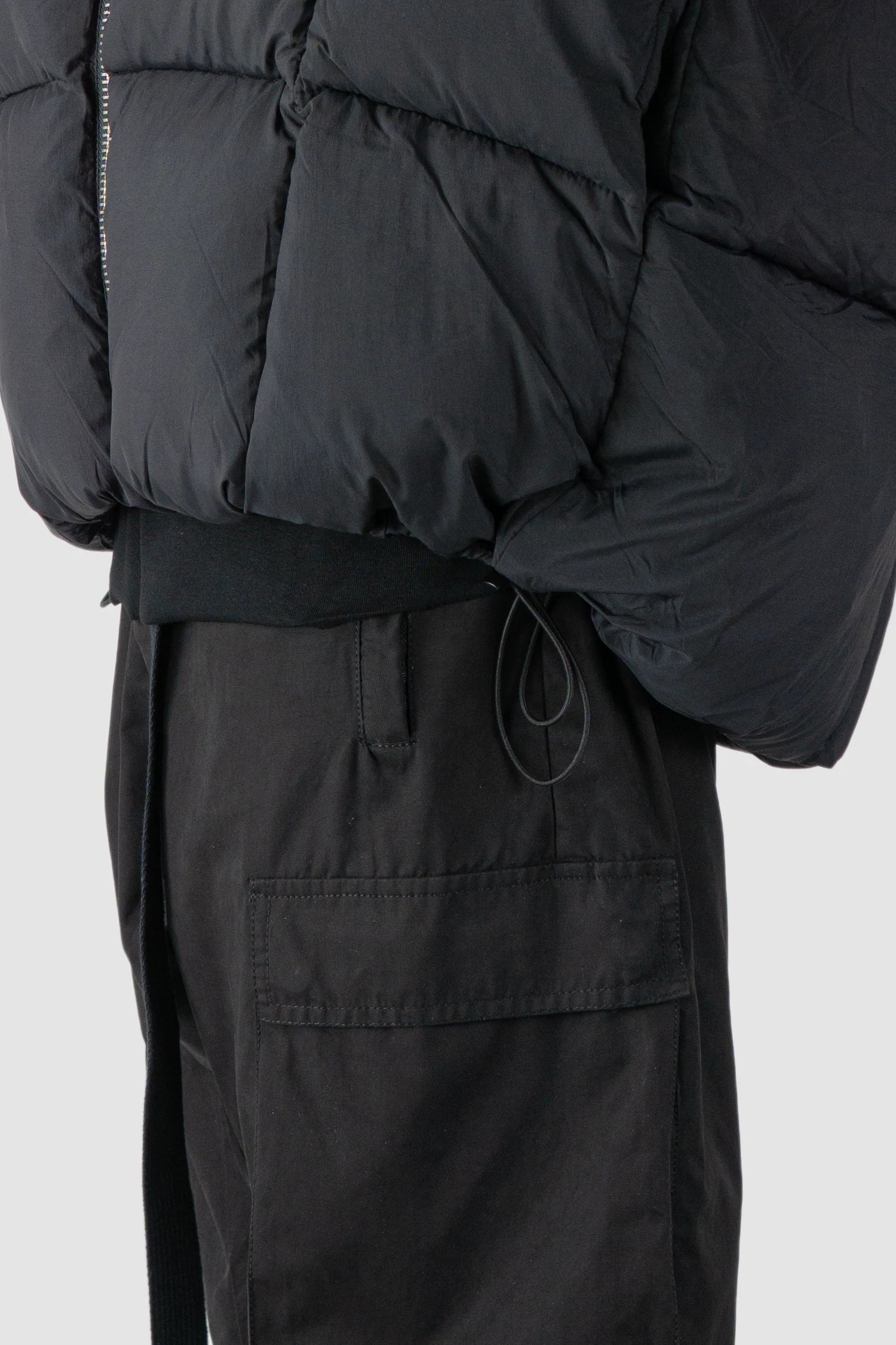 Black Guilted Nylon Puffer Jacket - Image 3