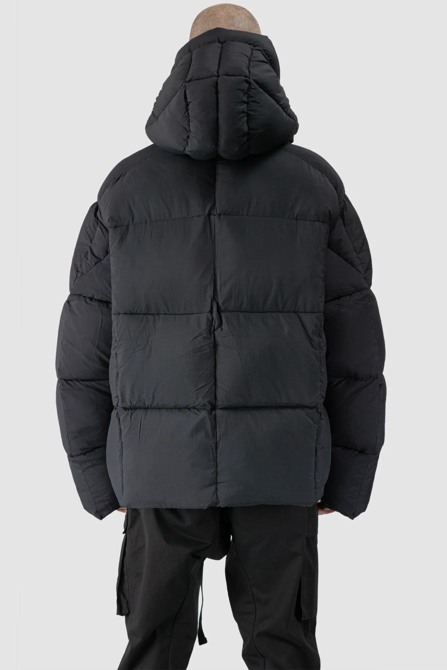 Black Guilted Nylon Puffer Jacket - Image 5