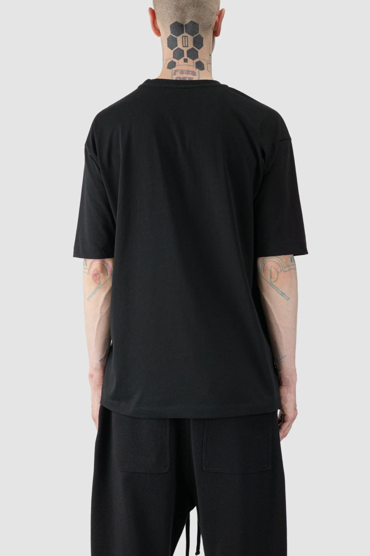 Black Loose Fit Cotton T-Shirt with Patch - Image 4