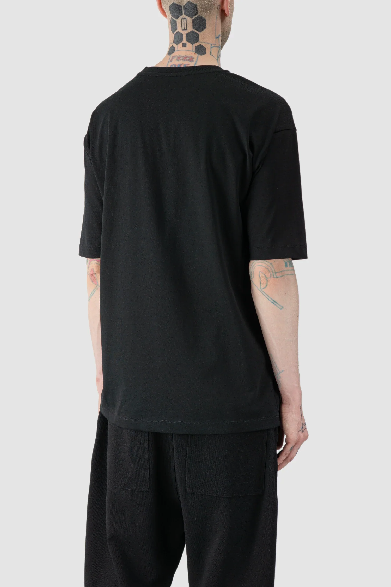 Black Loose Fit Cotton T-Shirt with Patch - Image 5