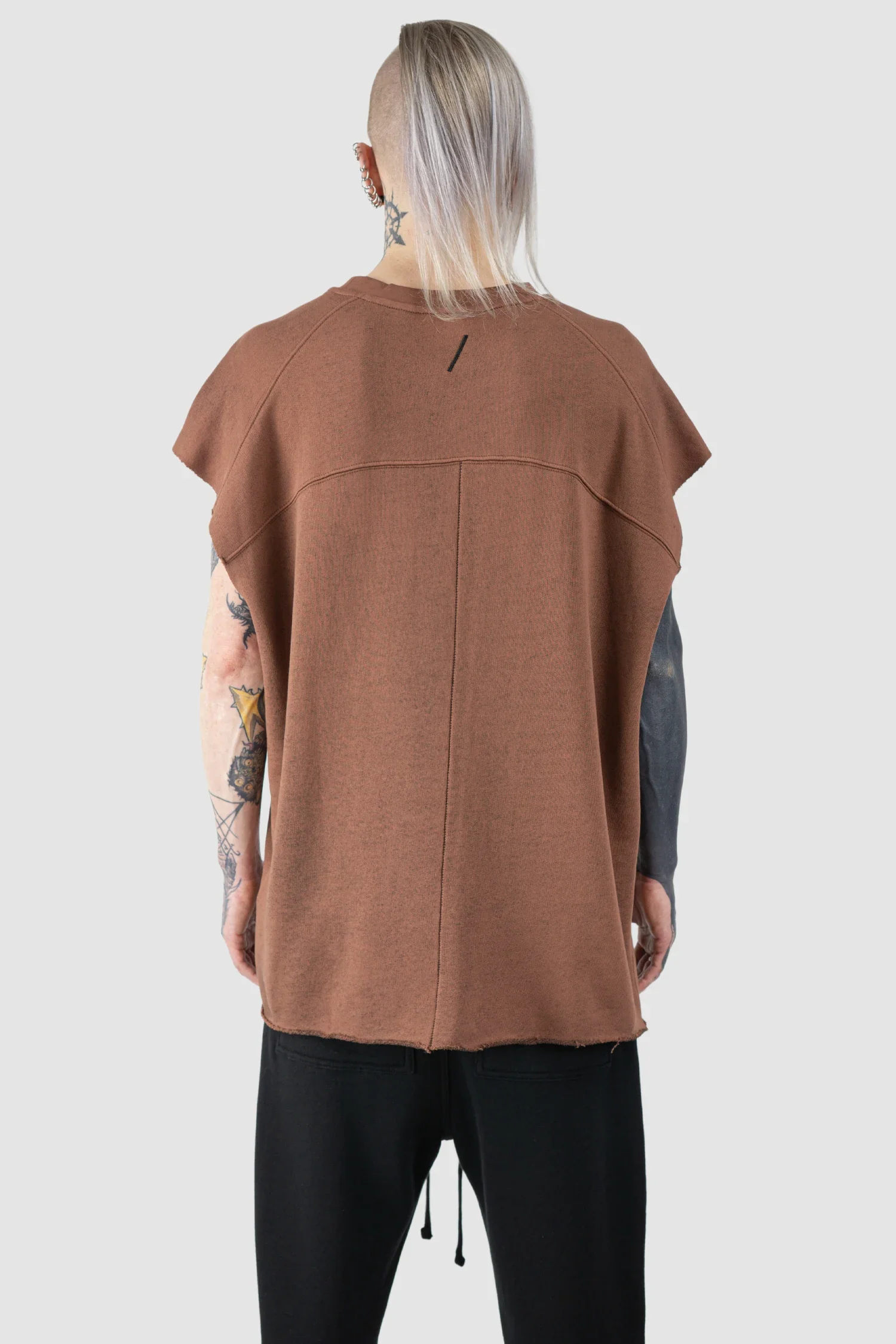 Red Raw Edge Cotton Tank Top - Image 3
