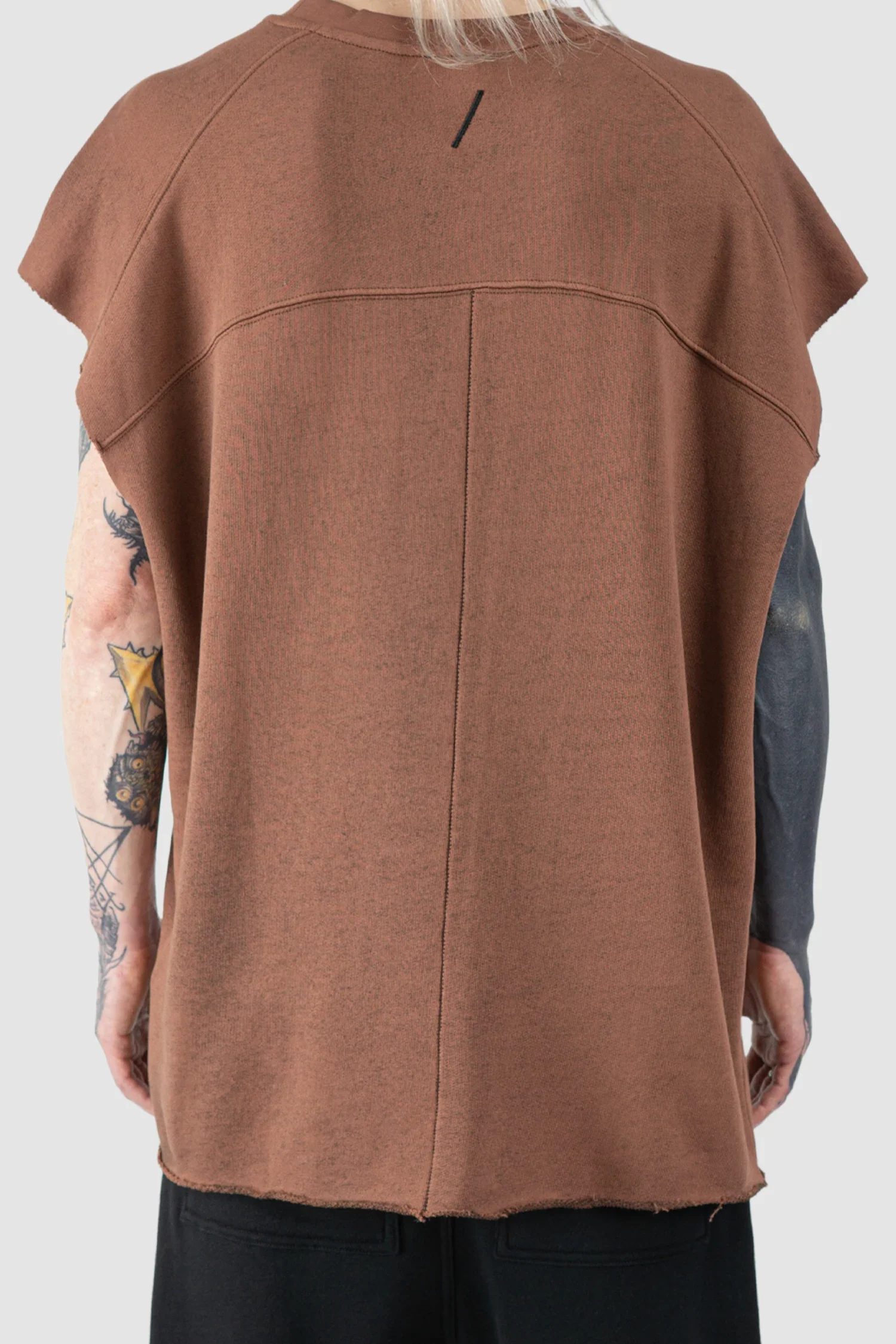 Red Raw Edge Cotton Tank Top - Image 4