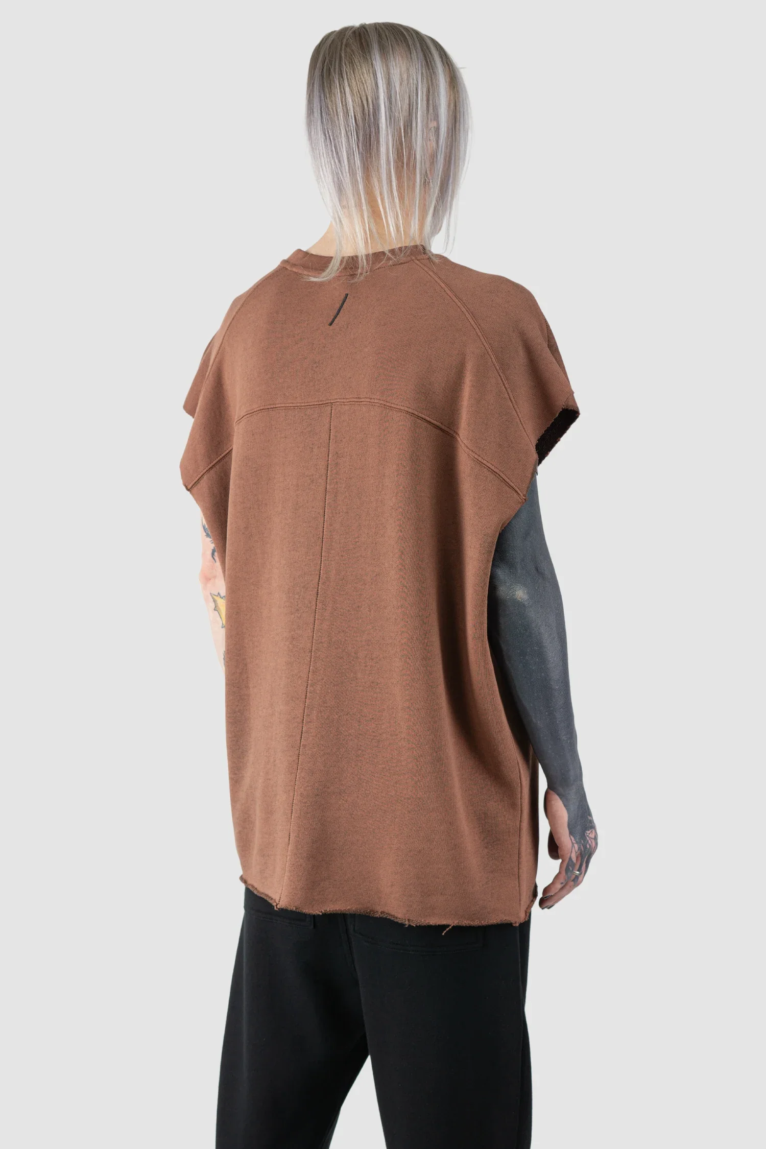 Red Raw Edge Cotton Tank Top - Image 5