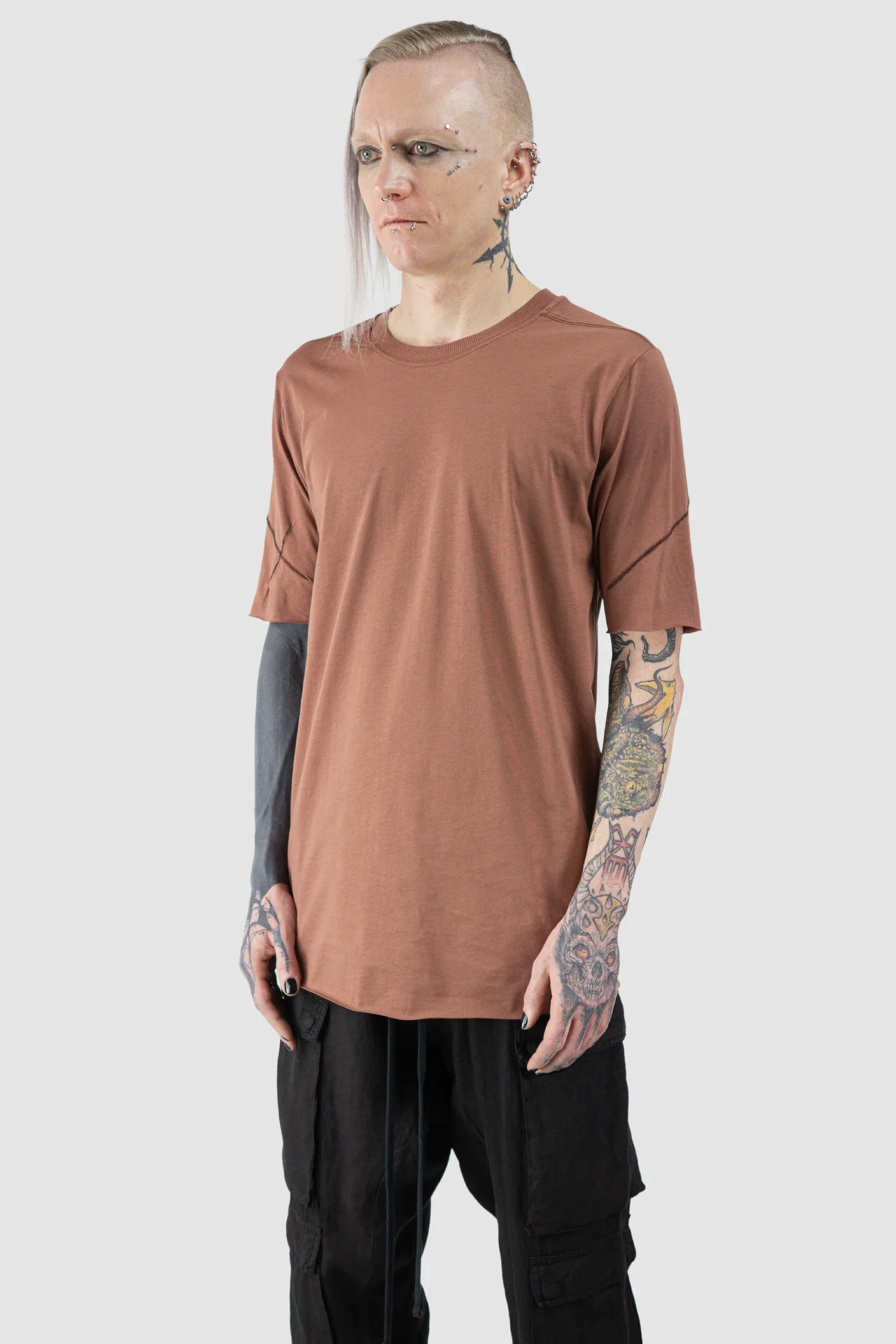Red Round Neck Cotton Jersey T-Shirt - Image 2
