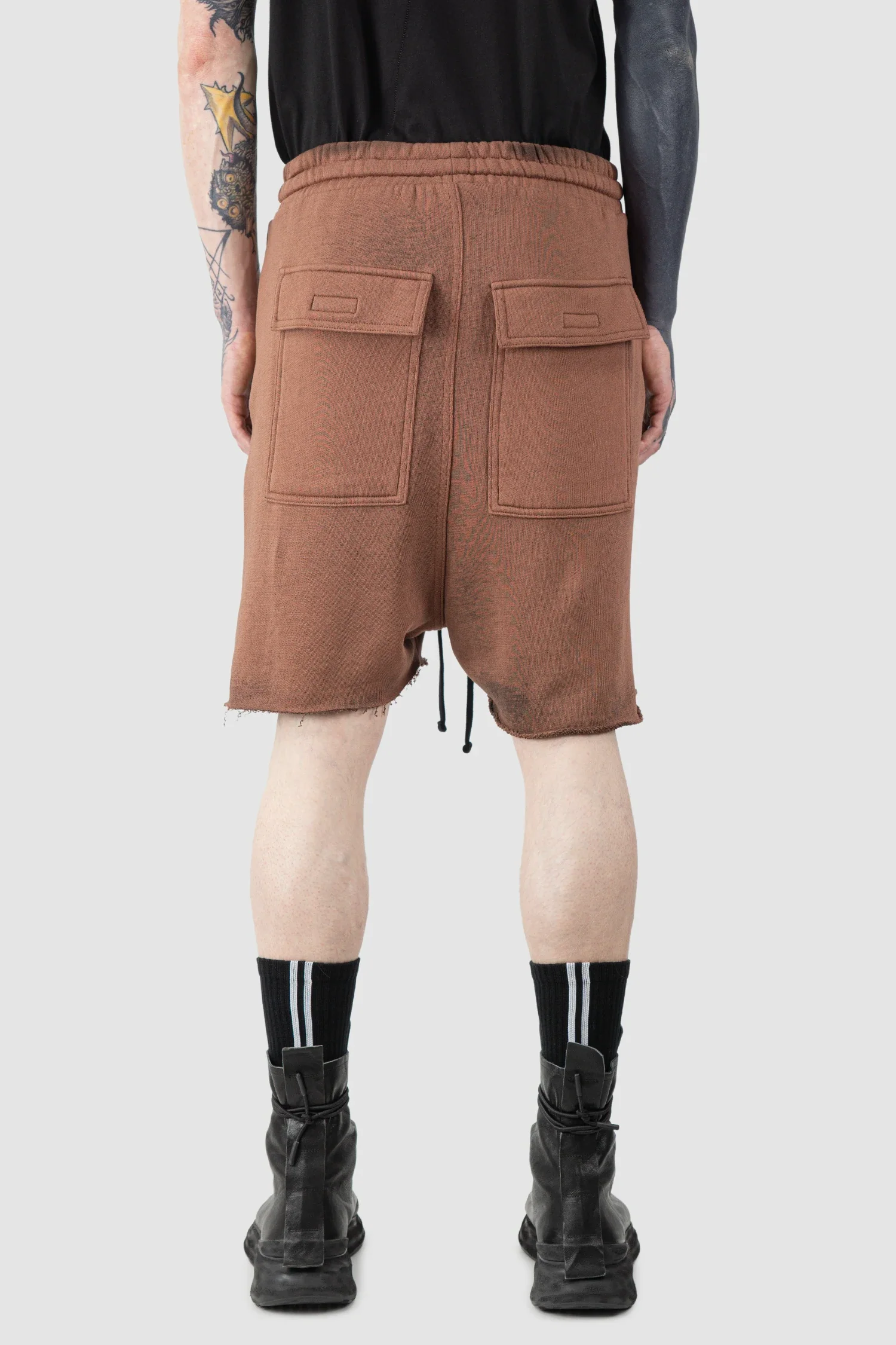 Red Split Hem Cotton Sweat Shorts - Image 4