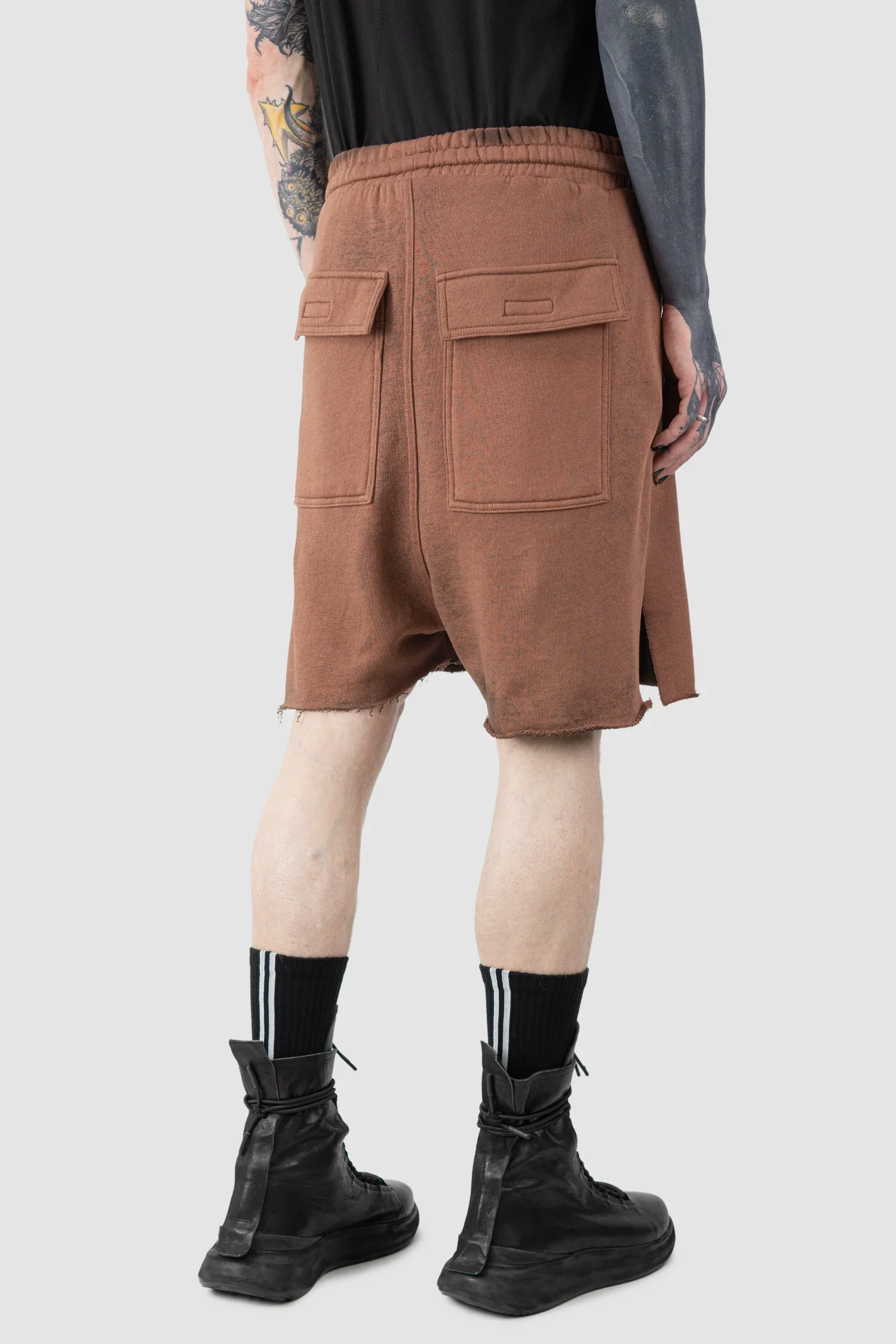 Red Split Hem Cotton Sweat Shorts - Image 6