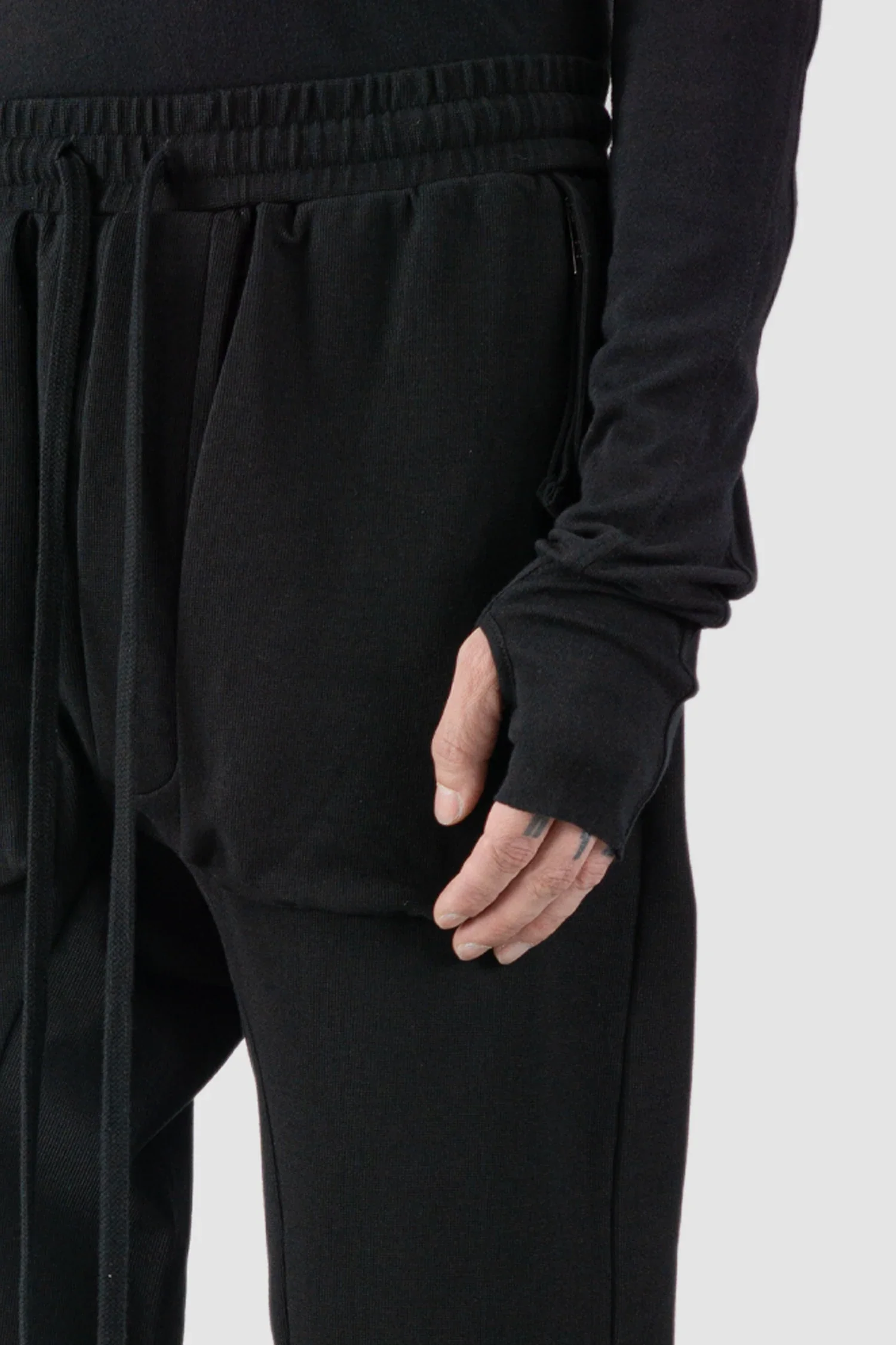 Black Relaxed Fit Cotton Cargo Trousers with Zip Pockets - Image 3