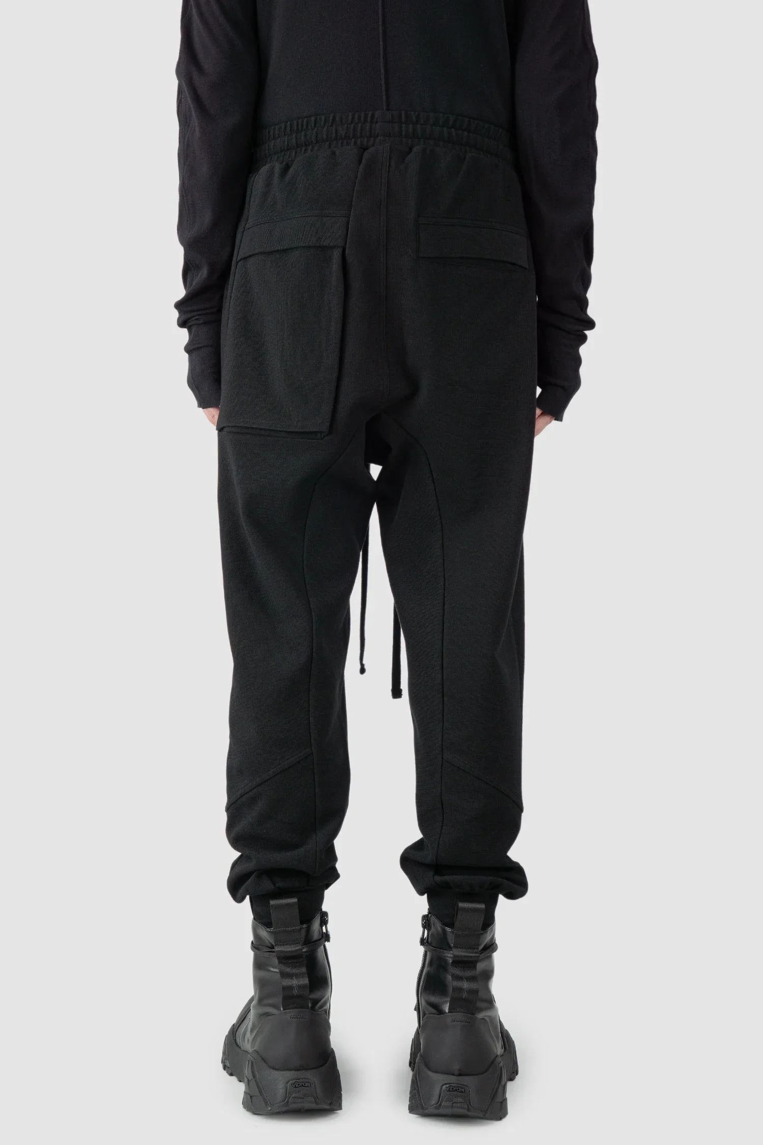 Black Relaxed Fit Cotton Cargo Trousers with Zip Pockets - Image 4