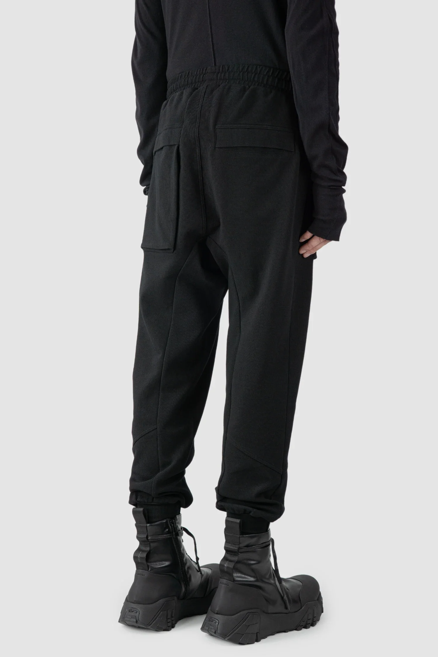 Black Relaxed Fit Cotton Cargo Trousers with Zip Pockets - Image 5