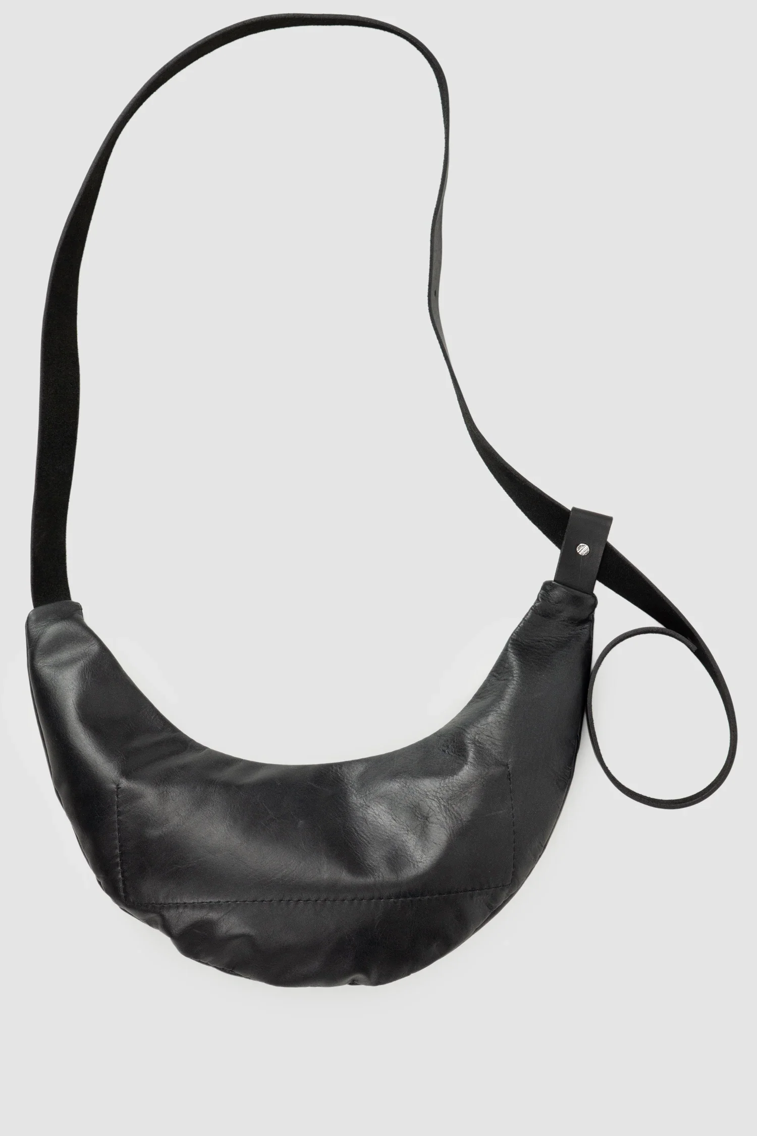 Black Double Zip Leather Crescent Bag Werk 44P - Image 5