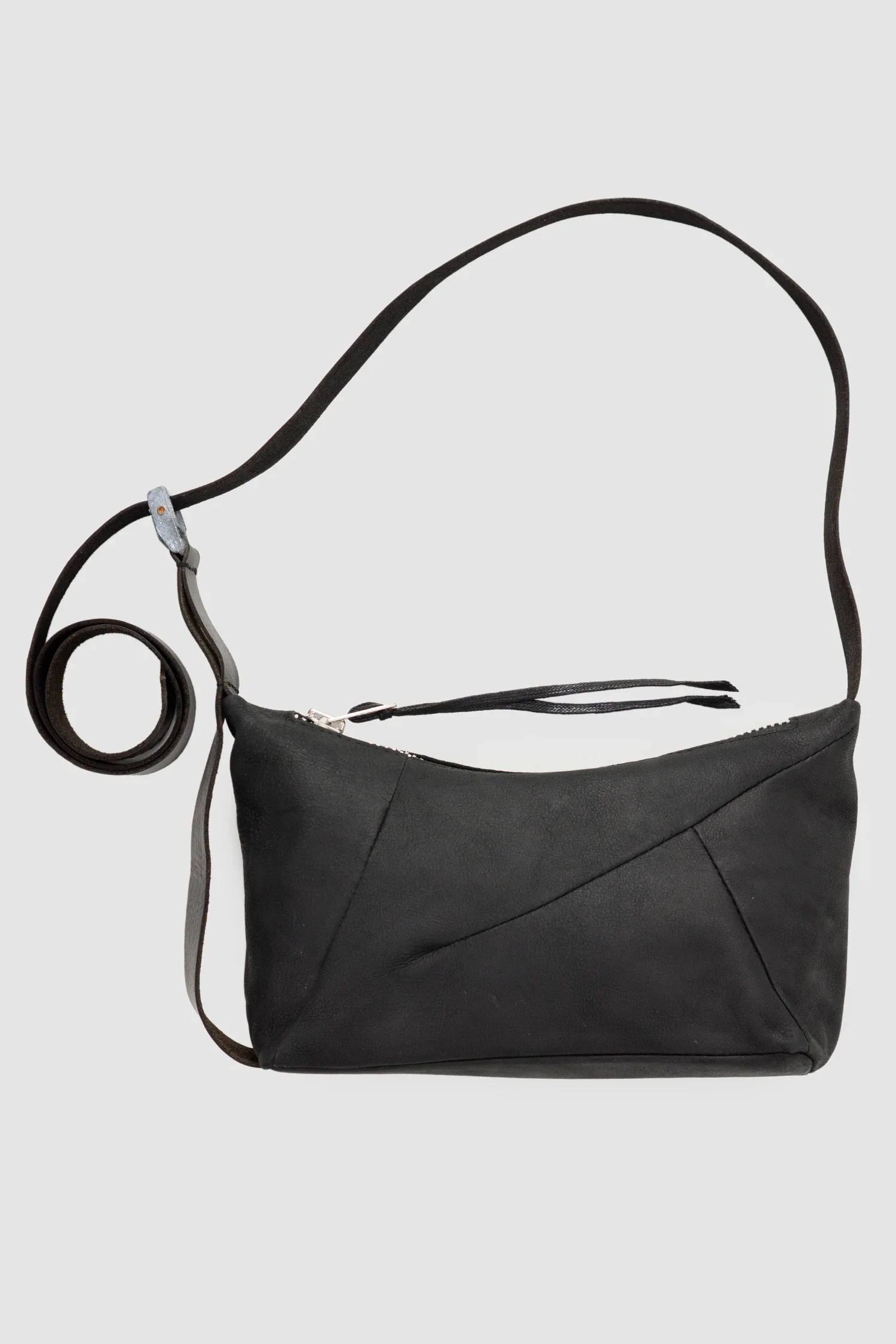 Black Waxed Leather Shoulder Bag Werk 51F