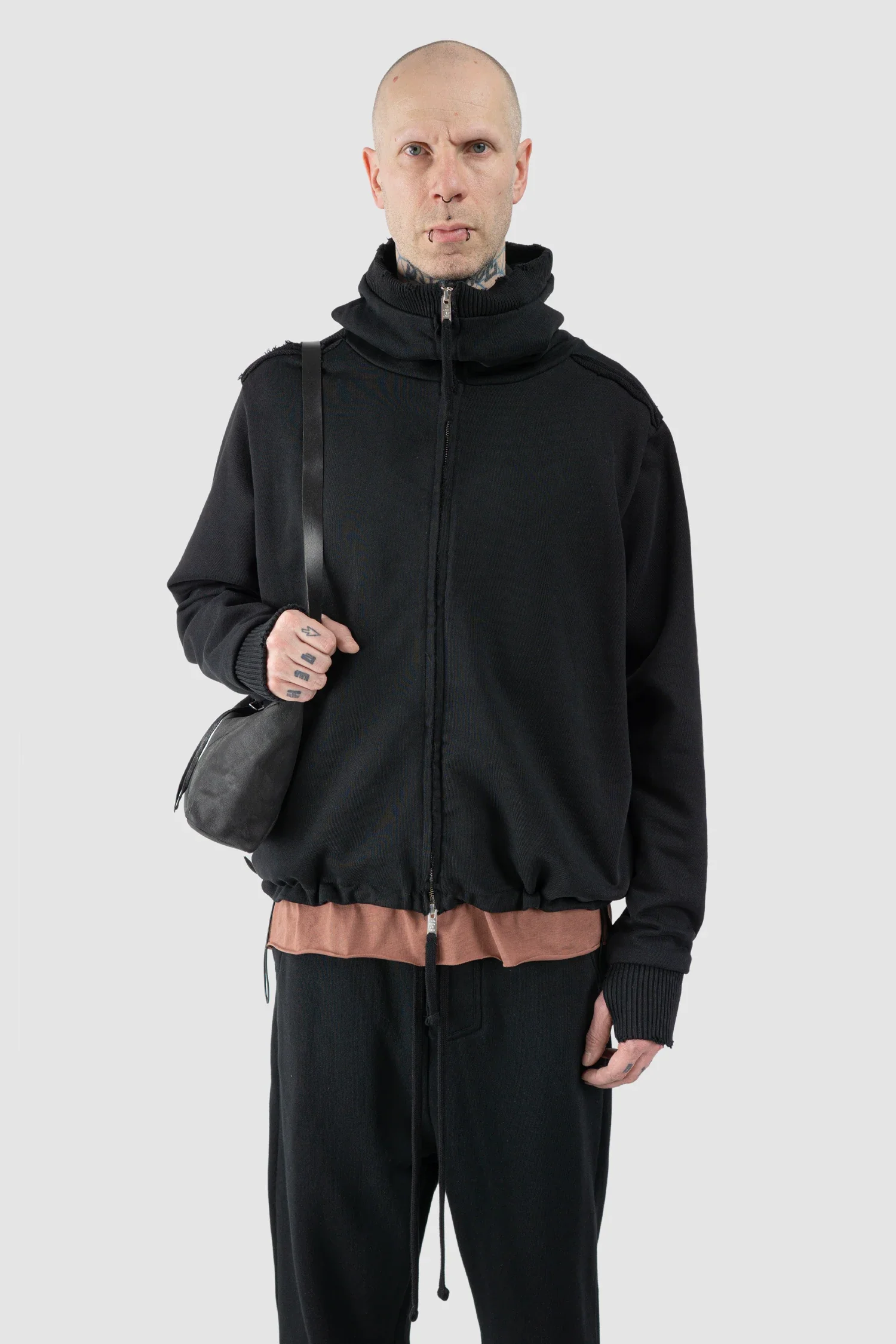 Black Waxed Leather Shoulder Bag Werk 51F - Image 2