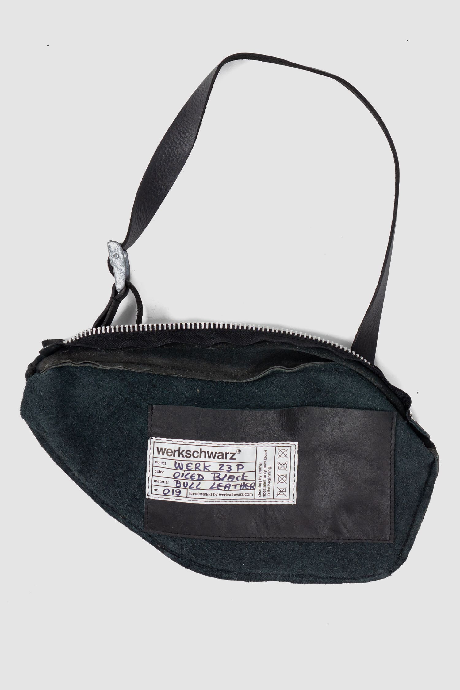 Black Polished Bull Leather Waist Bag Werk 23P - Image 5