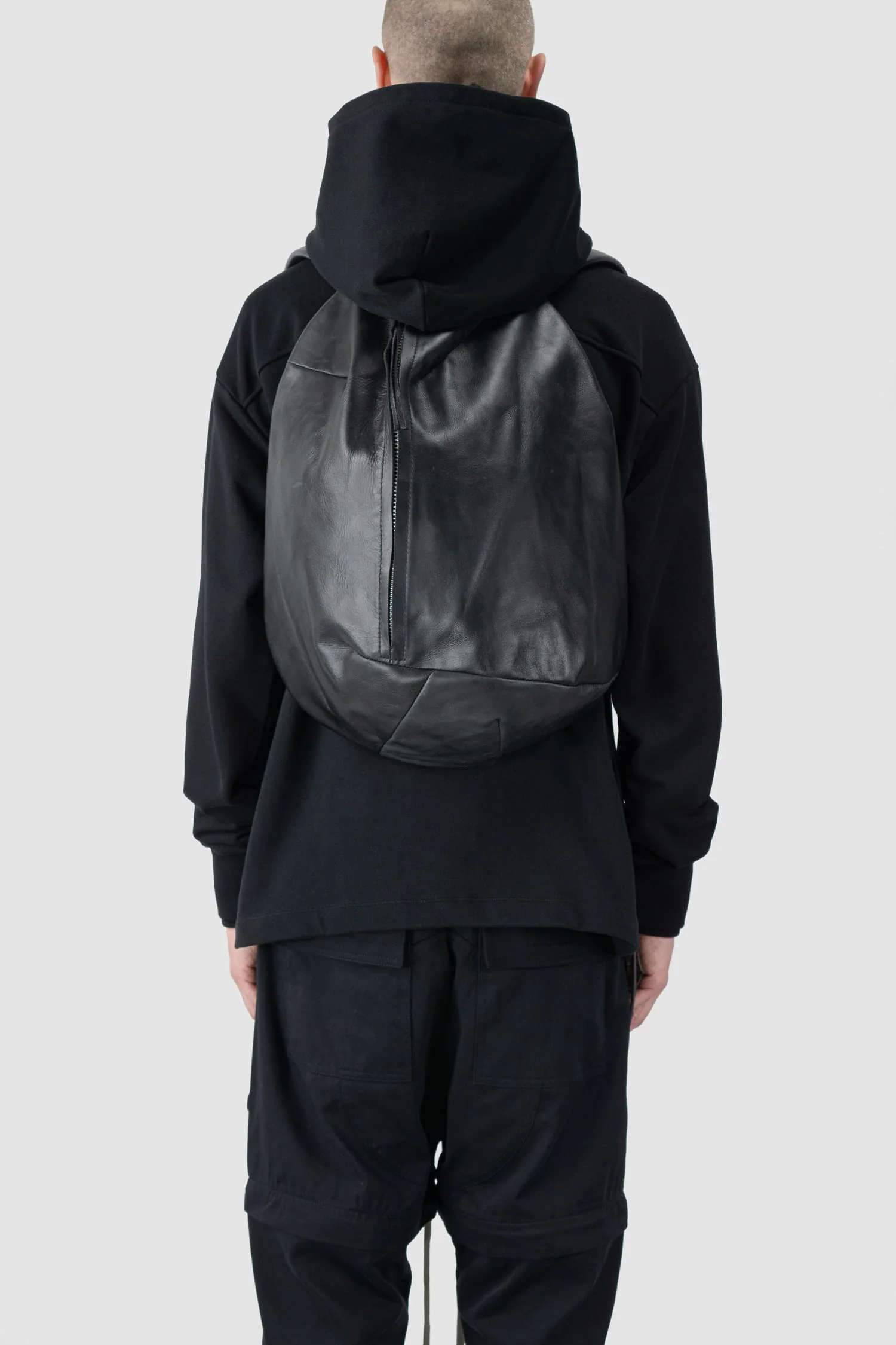 Black Polished Cow Leather Backpack Werk 1P - Image 4