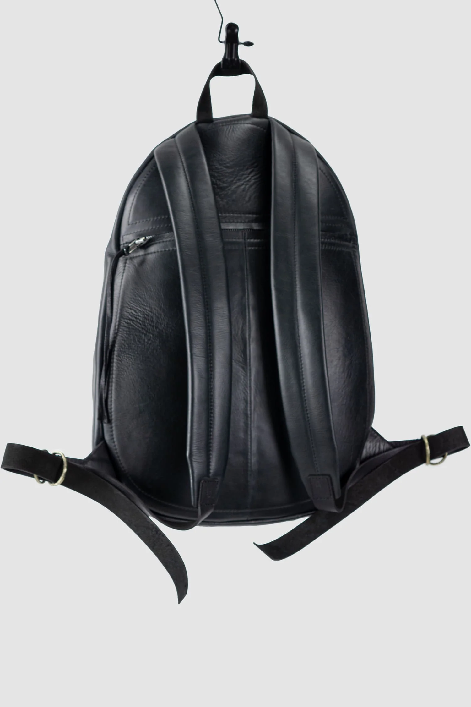 Black Polished Cow Leather Backpack Werk 1P - Image 7
