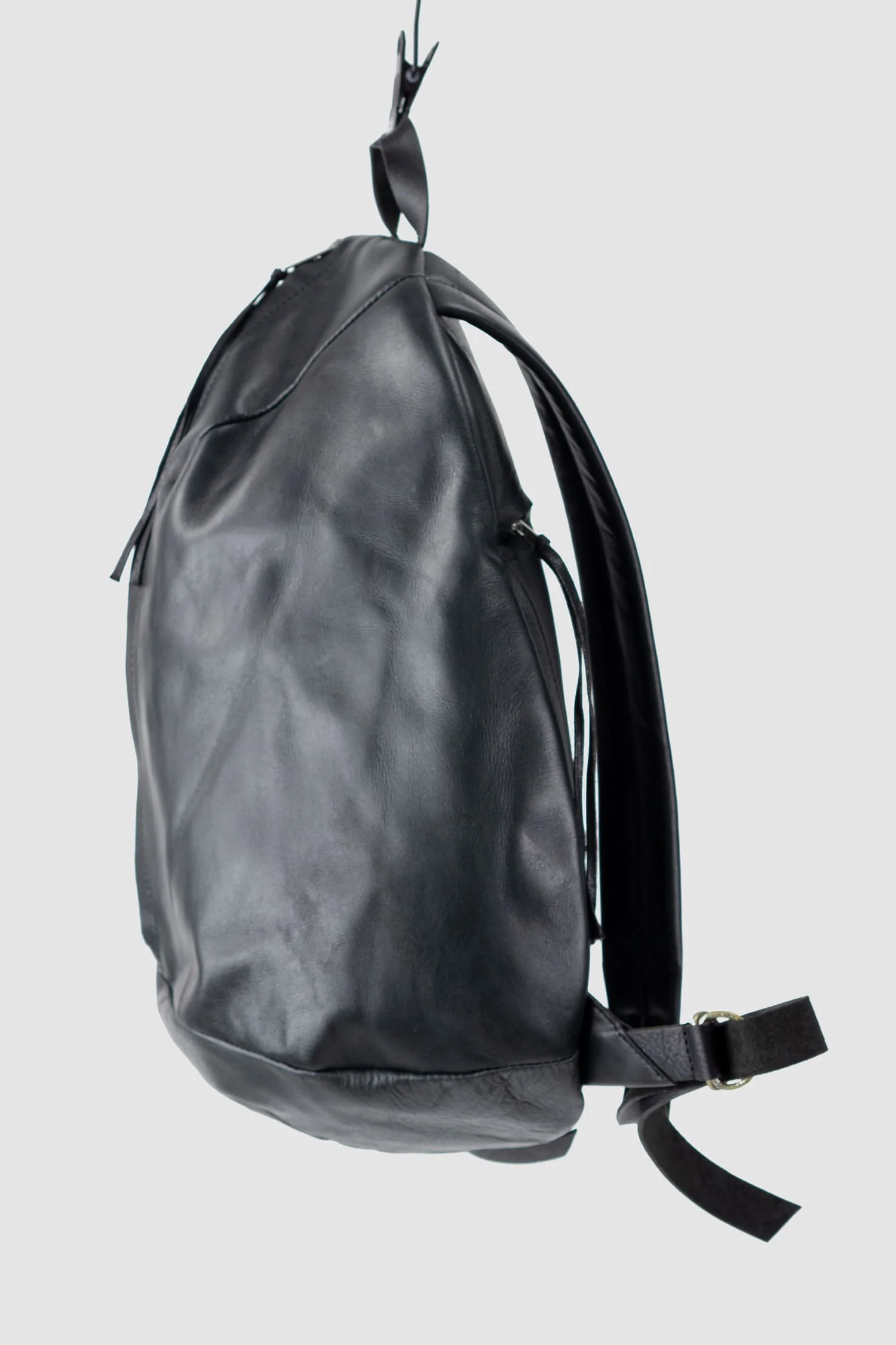 Black Polished Cow Leather Backpack Werk 1P - Image 8
