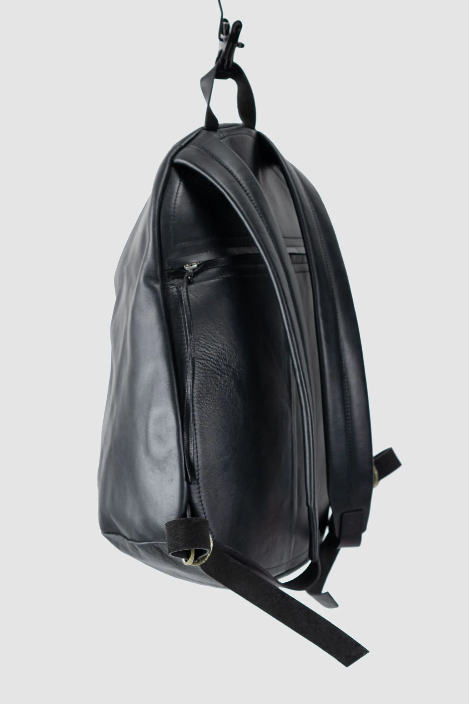 Black Polished Cow Leather Backpack Werk 1P - Image 9