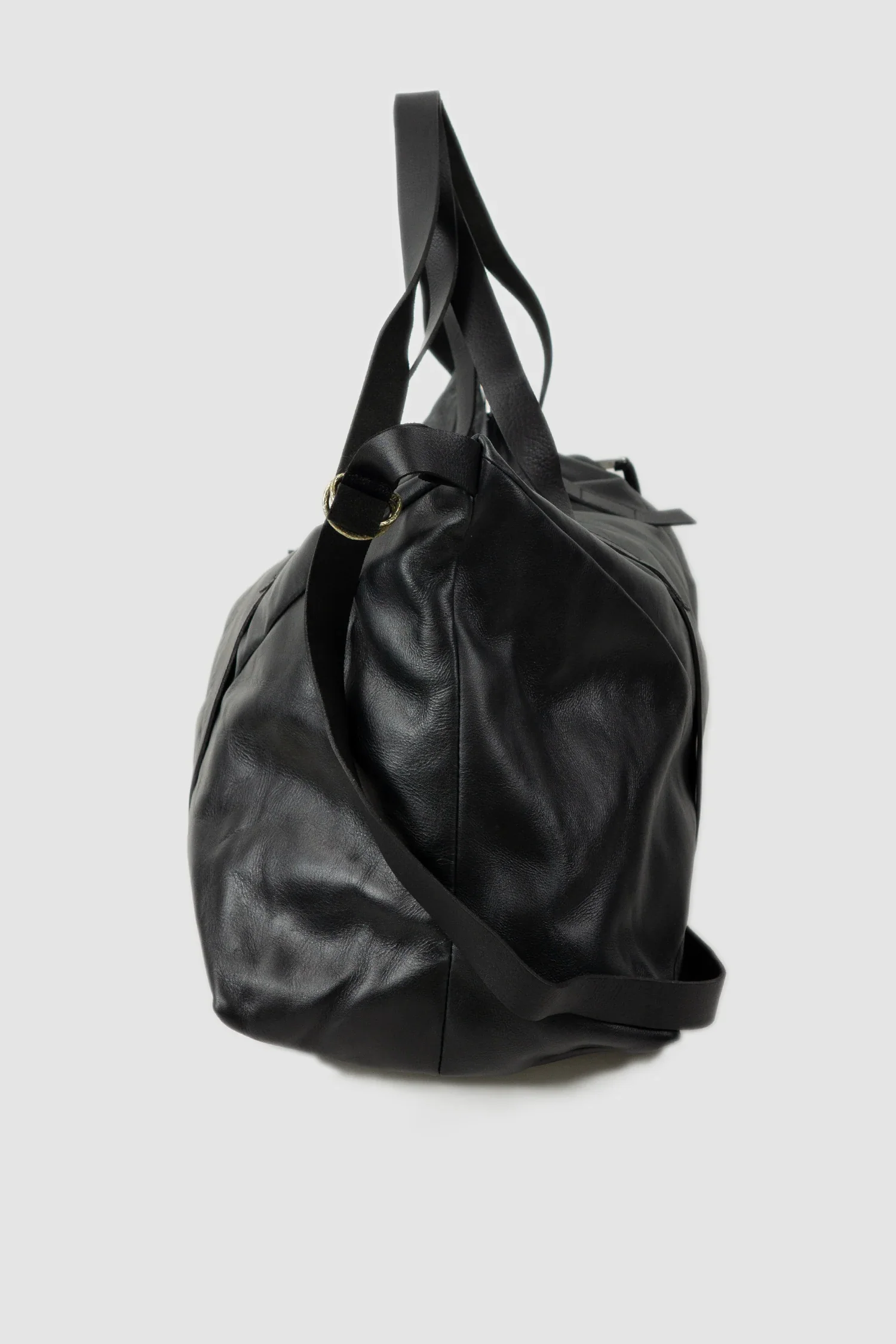 Black Soft Cow Leather Weekender Bag Cabin 1P - Image 10