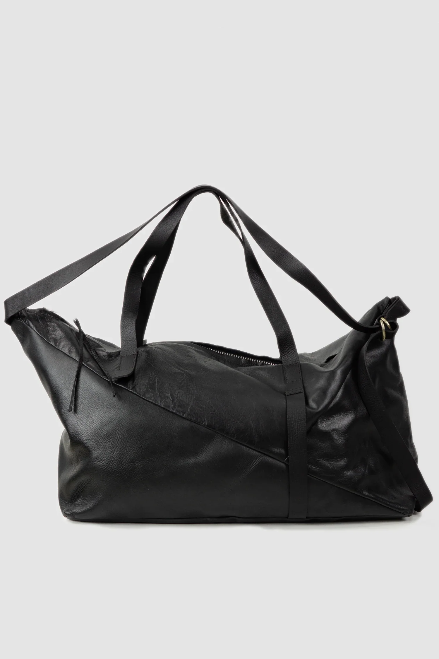 Black Soft Cow Leather Weekender Bag Cabin 1P - Image 9