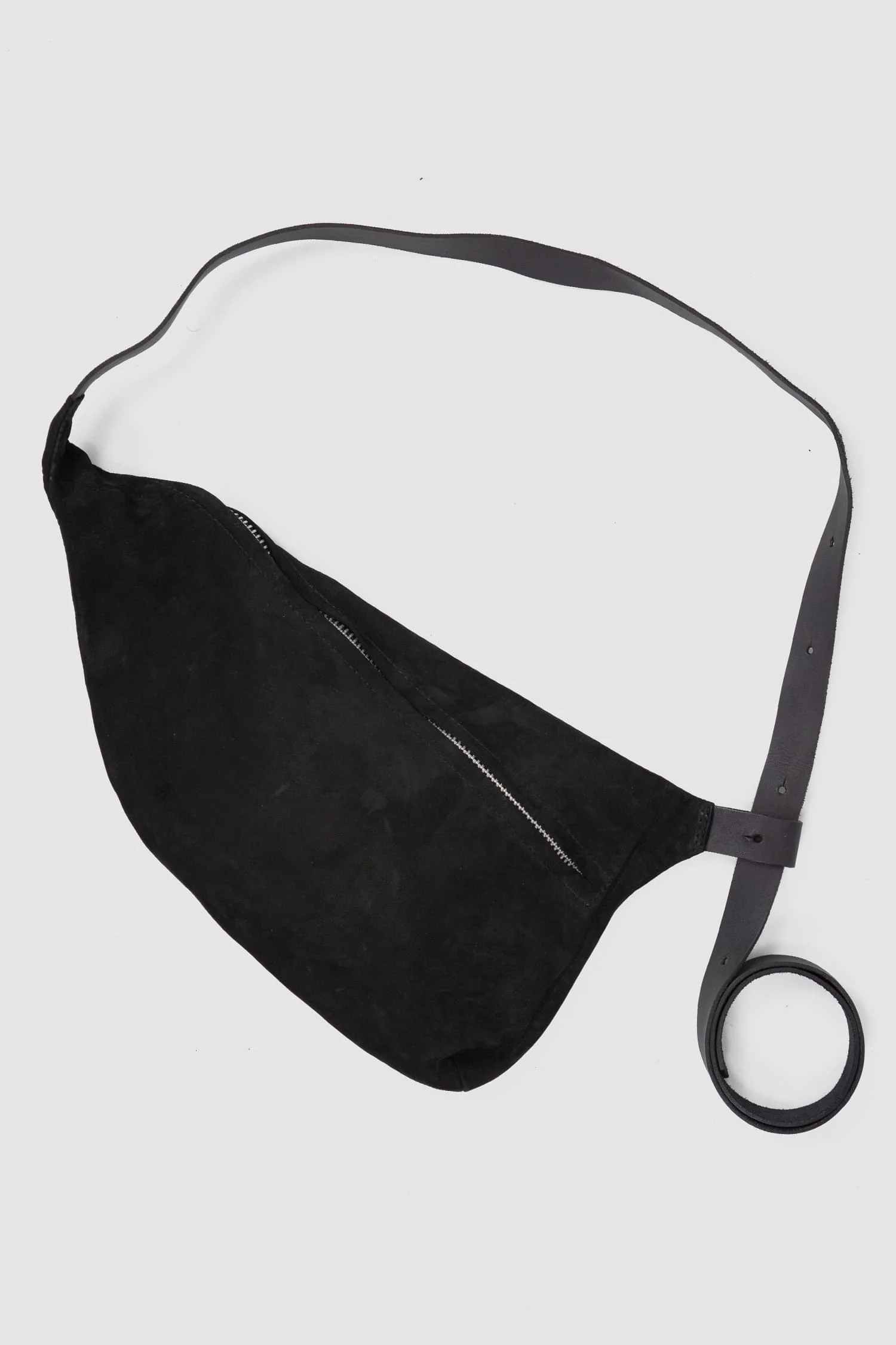 Black Suede Calf Leather Crossbody Bag Werk 3N