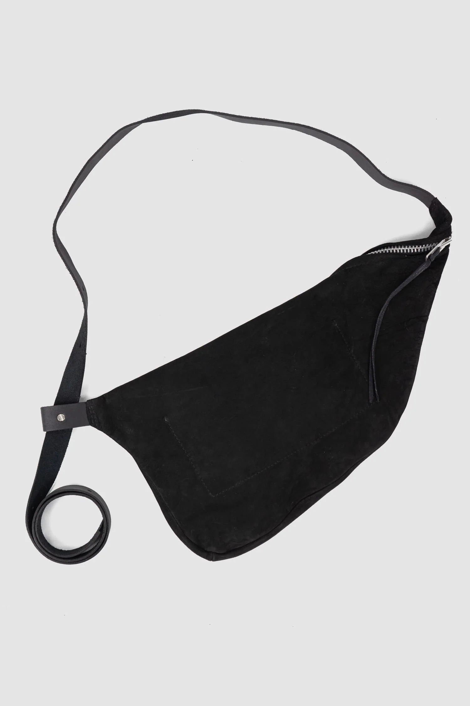 Black Suede Calf Leather Crossbody Bag Werk 3N - Image 4