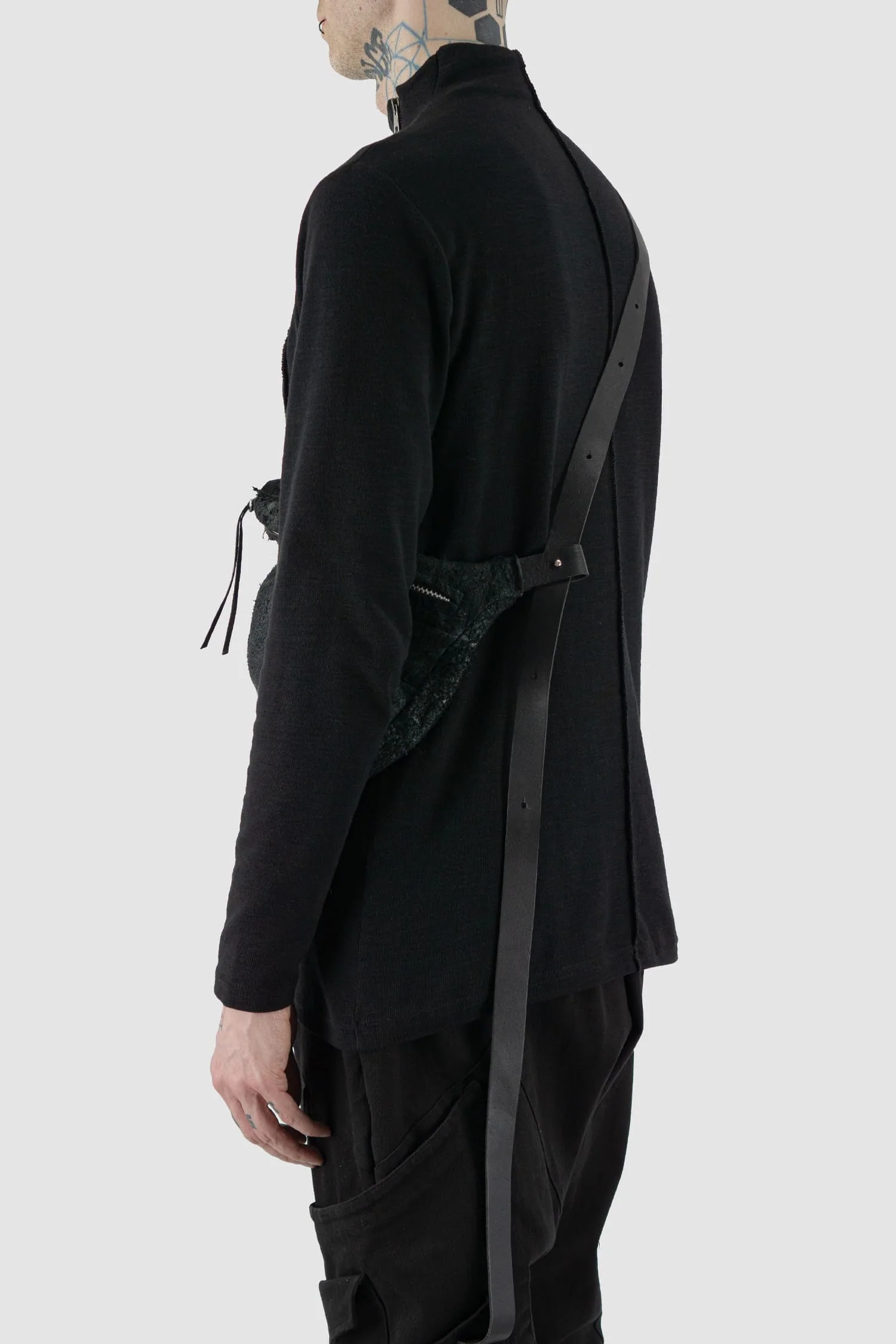 Black Reversed Leather Waist Bag Werk 26G - Image 4
